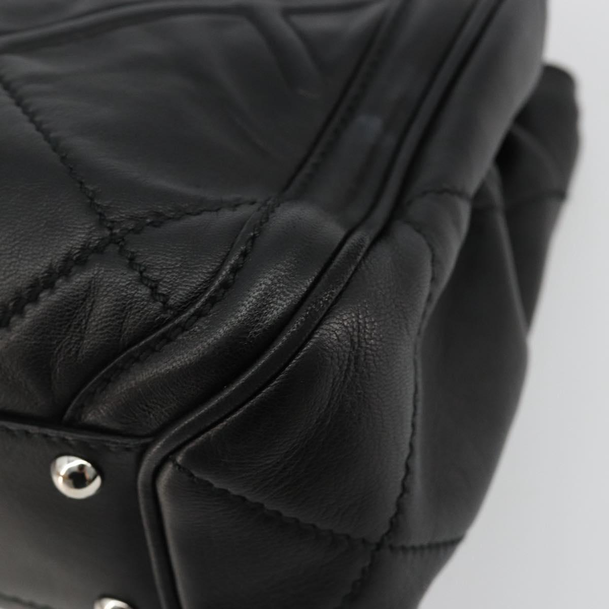 Salvatore Ferragamo Hand Bag Leather Black Silver Auth 178908A