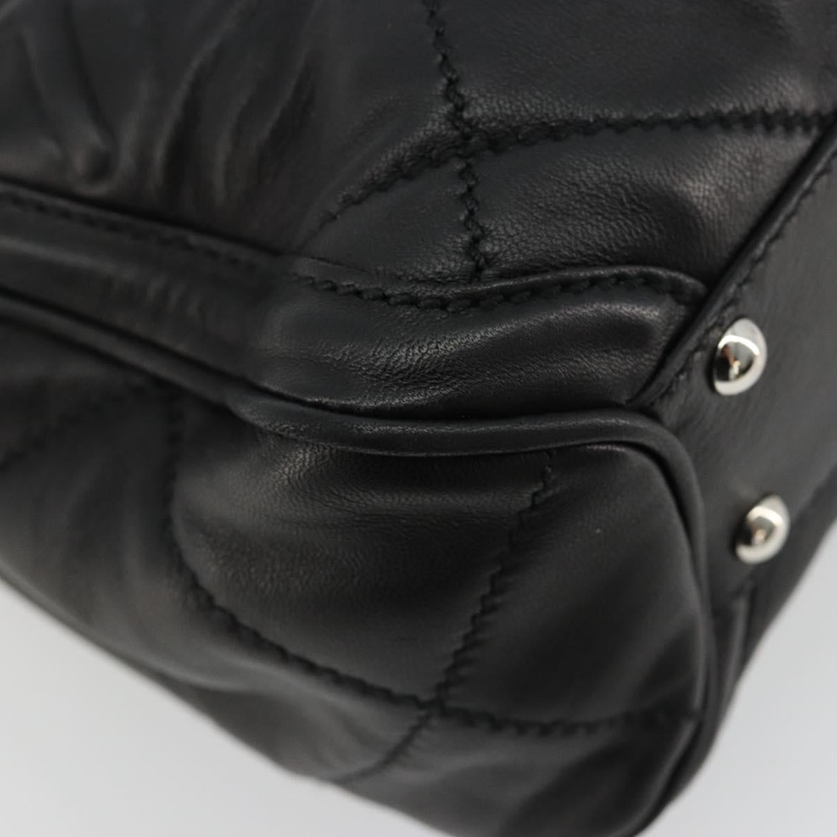 Salvatore Ferragamo Hand Bag Leather Black Silver Auth 178908A