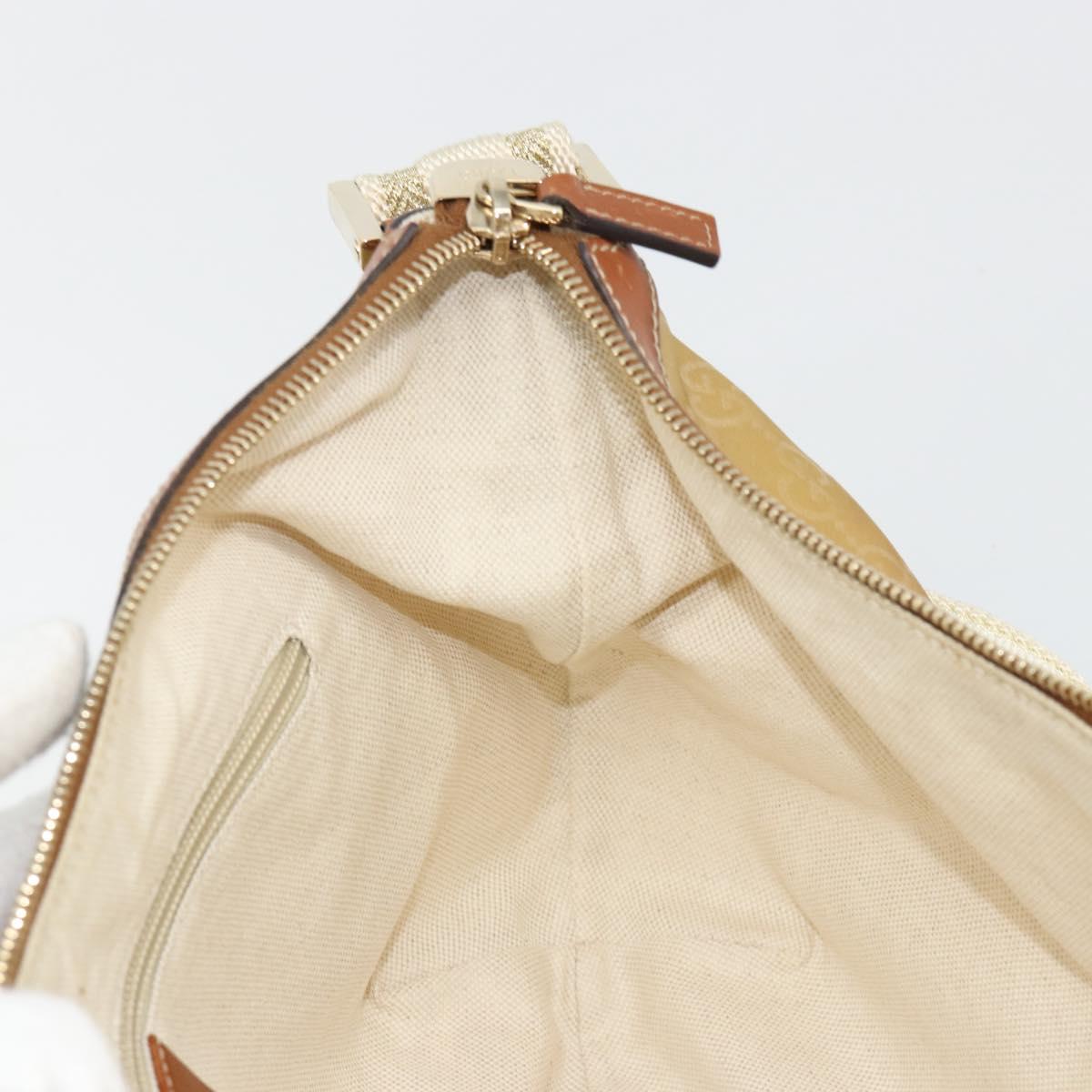 GUCCI GG Canvas Shoulder Bag Nylon Beige Gold 181092 Auth 178909