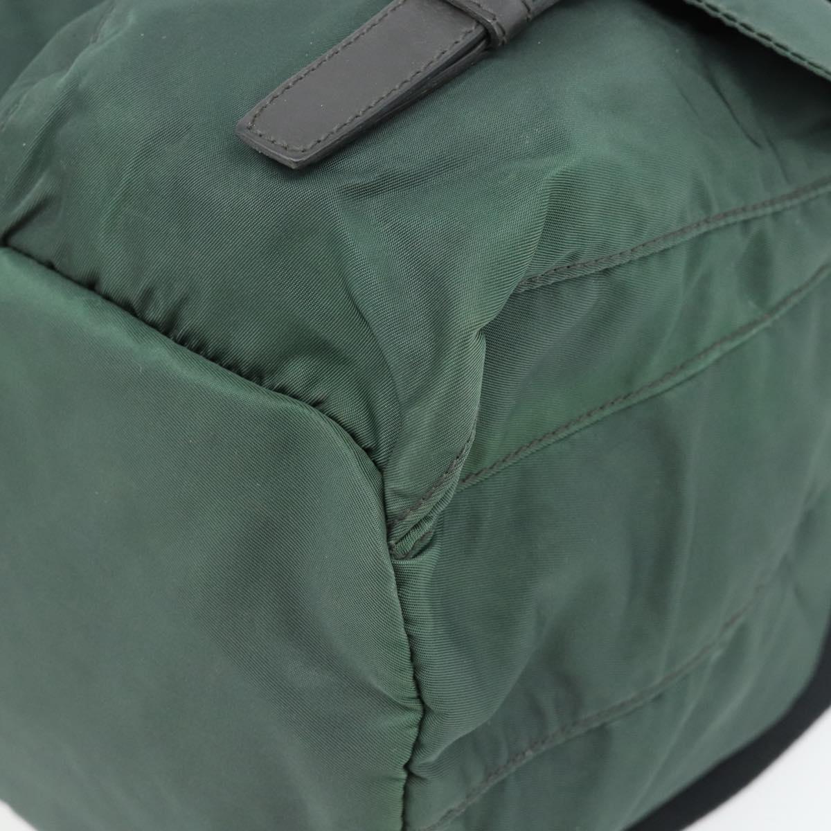 PRADA Backpack Nylon Green Silver Auth 178912