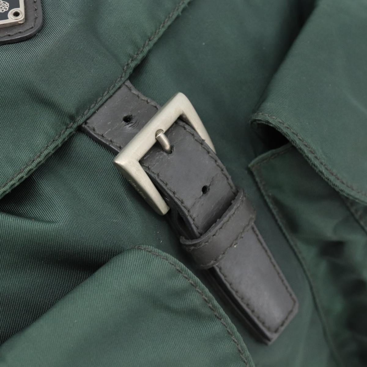 PRADA Backpack Nylon Green Silver Auth 178912