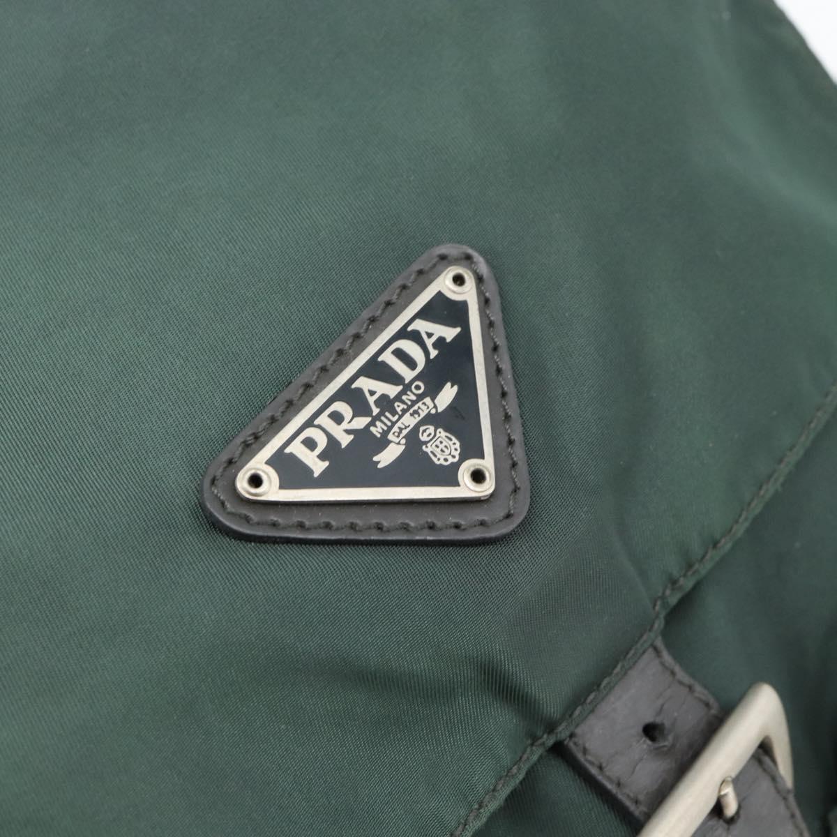 PRADA Backpack Nylon Green Silver Auth 178912