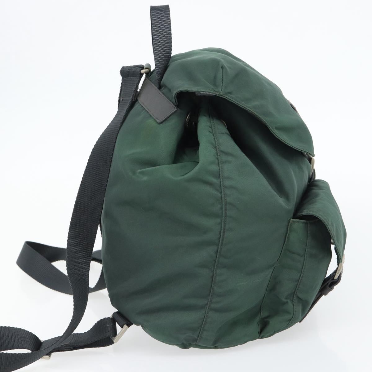 PRADA Backpack Nylon Green Silver Auth 178912