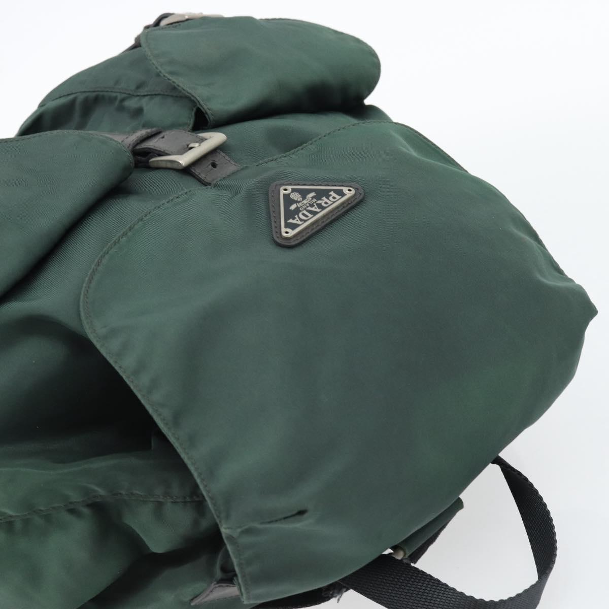 PRADA Backpack Nylon Green Silver Auth 178912