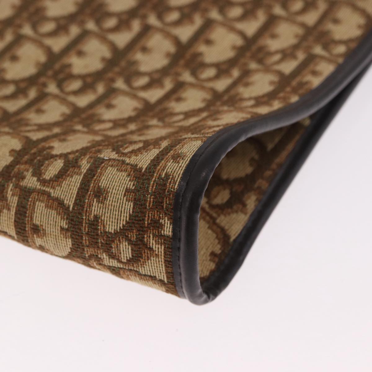 Christian Dior Trotter Canvas Shoulder Bag Beige Gold Auth 178914