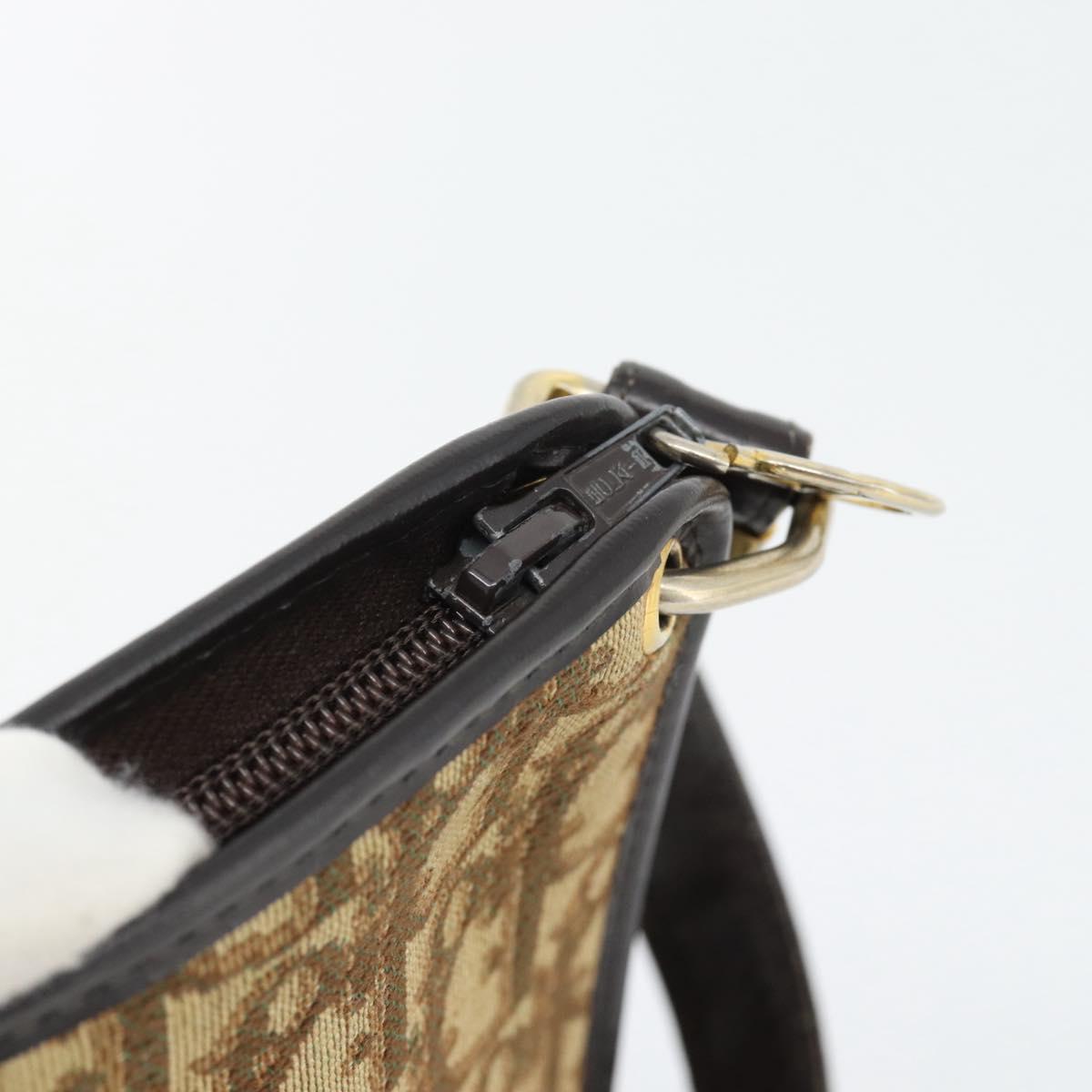 Christian Dior Trotter Canvas Shoulder Bag Beige Gold Auth 178914