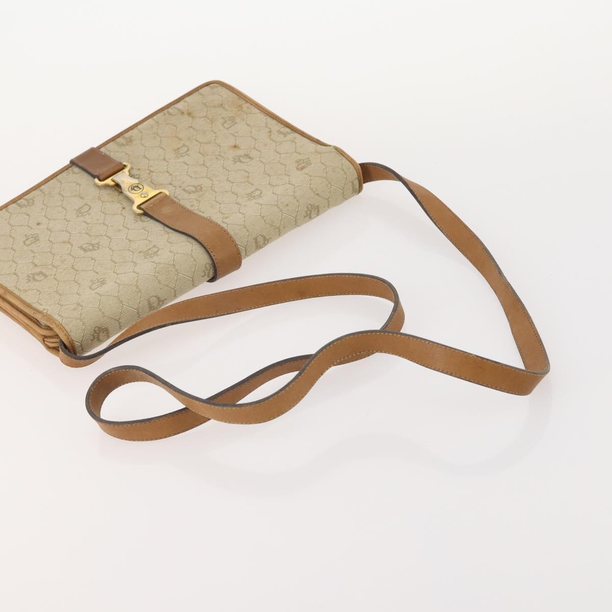 Christian Dior Honeycomb Canvas Shoulder Bag 2 Set Beige Auth 178917