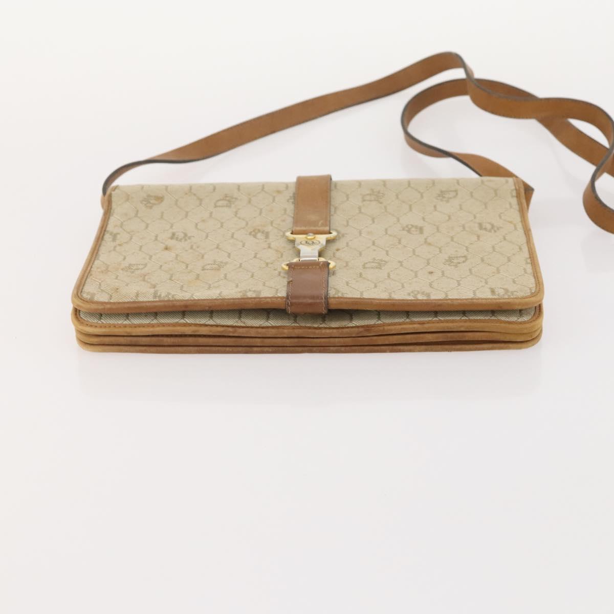 Christian Dior Honeycomb Canvas Shoulder Bag 2 Set Beige Auth 178917