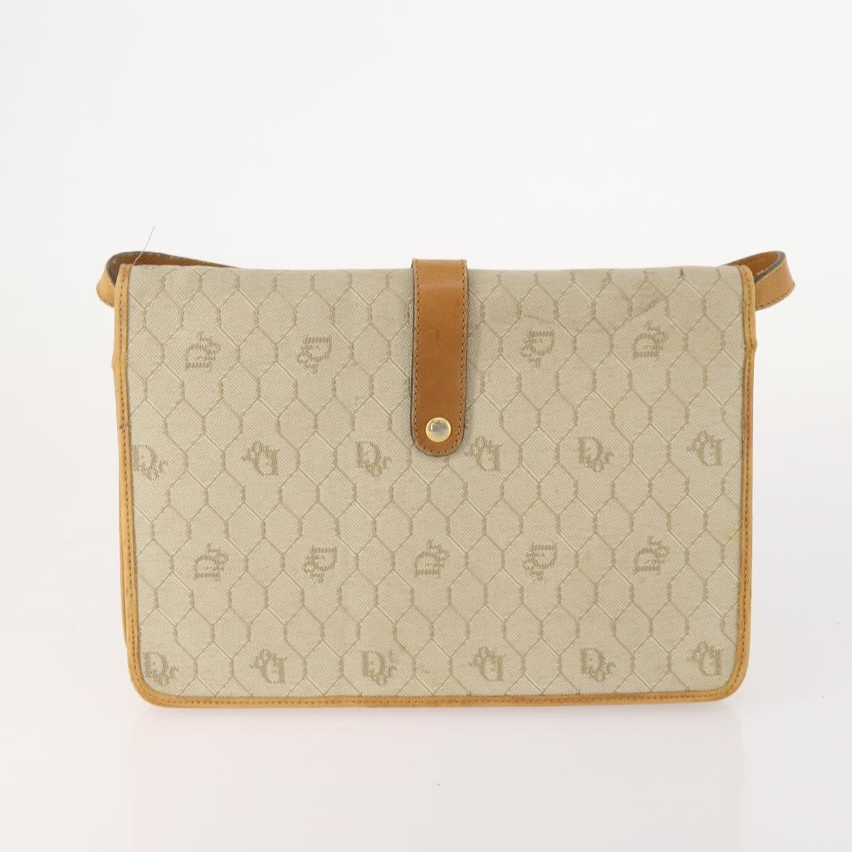 Christian Dior Honeycomb Canvas Shoulder Bag 2 Set Beige Auth 178917