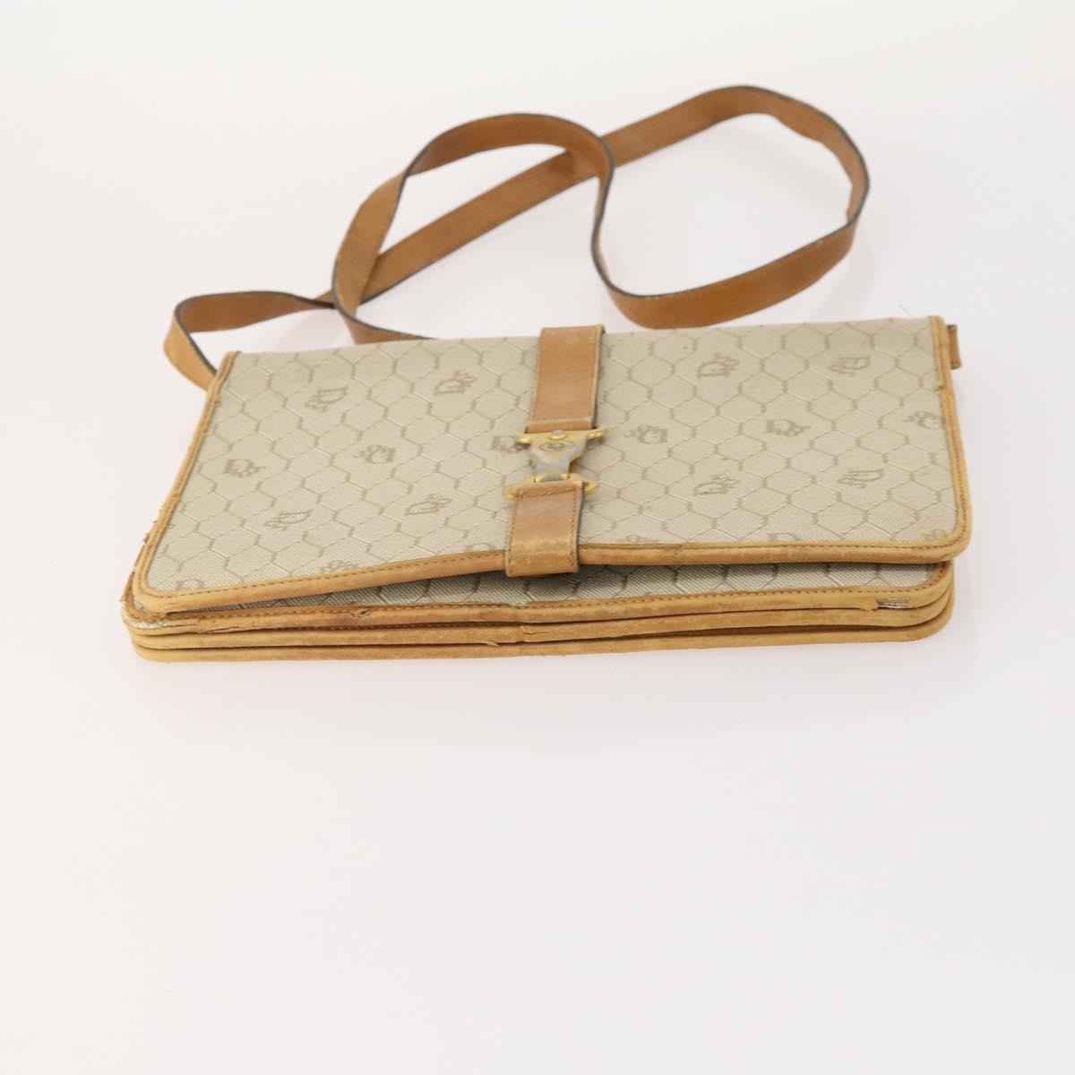 Christian Dior Honeycomb Canvas Shoulder Bag 2 Set Beige Auth 178917