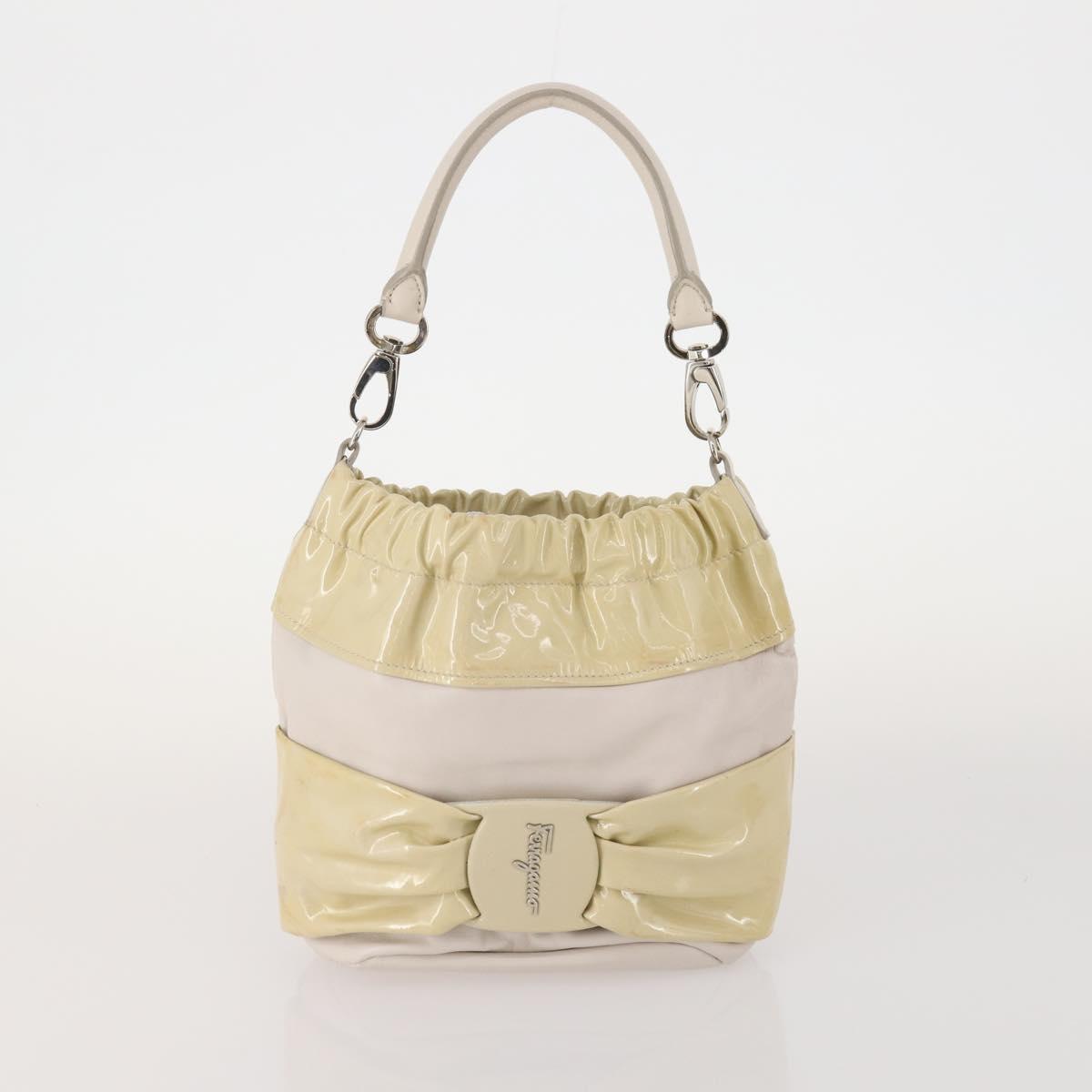 Salvatore Ferragamo Tote Bag Leather 2 Set Dark Brown Ivory Auth 178918