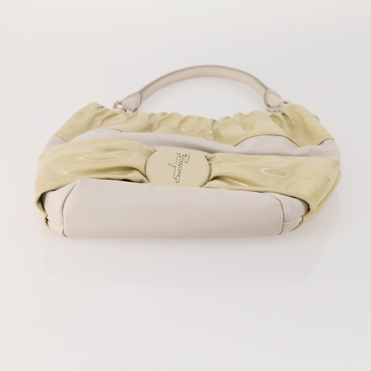 Salvatore Ferragamo Tote Bag Leather 2 Set Dark Brown Ivory Auth 178918