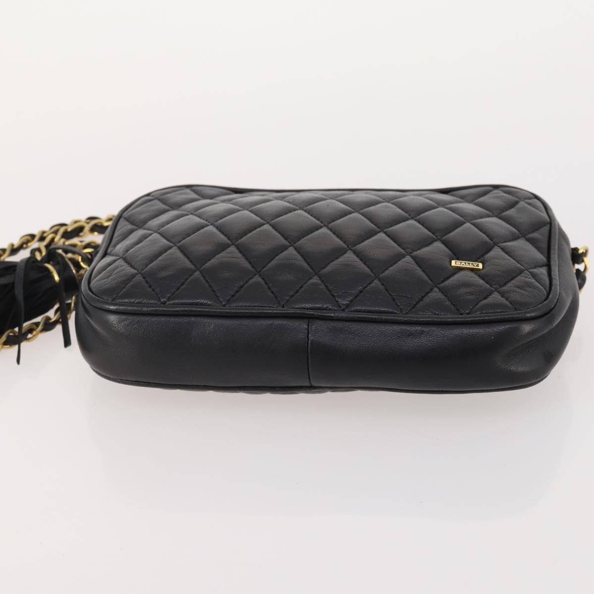 BALLY Chain Shoulder Bag Leather 2 Set Black Auth 178919