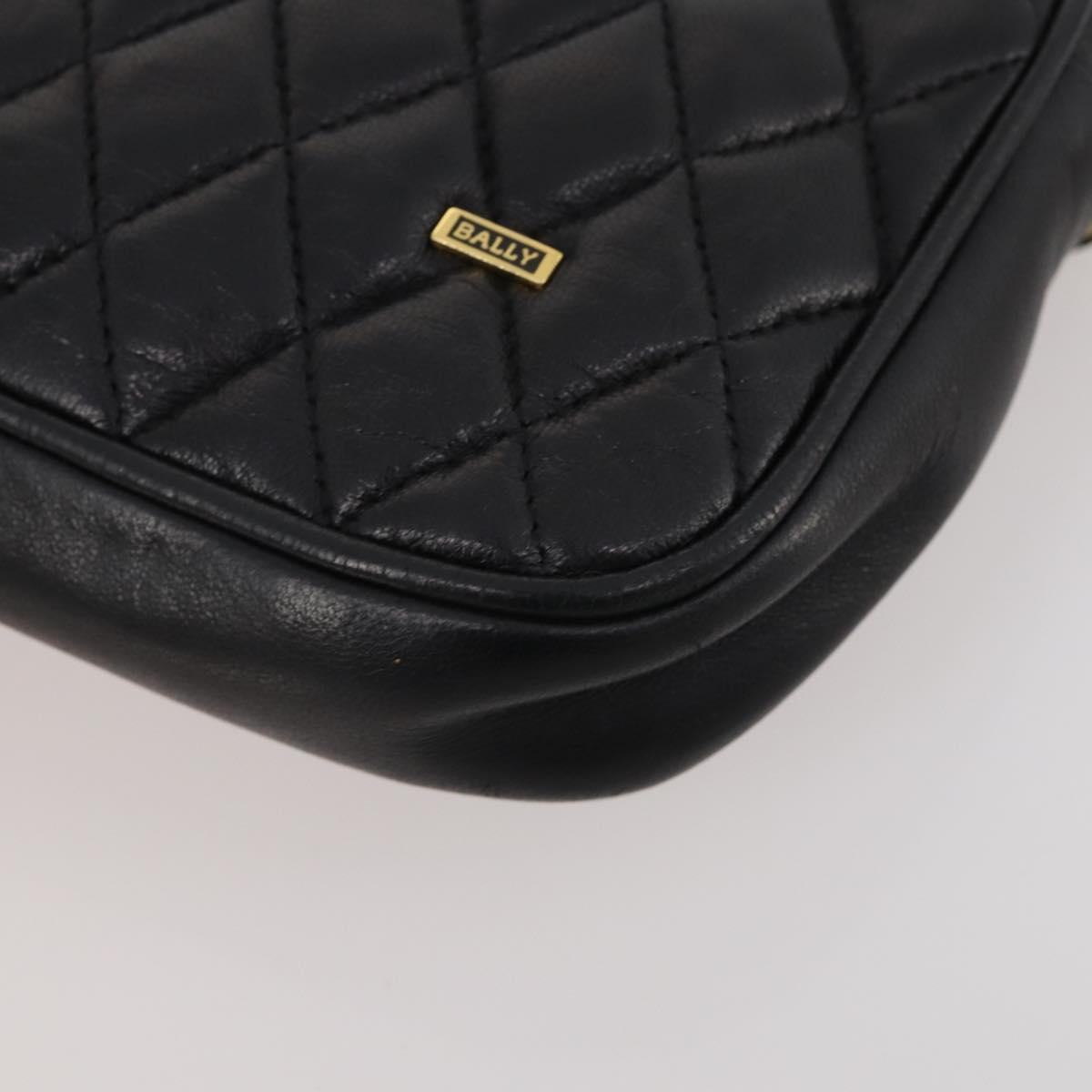 BALLY Chain Shoulder Bag Leather 2 Set Black Auth 178919