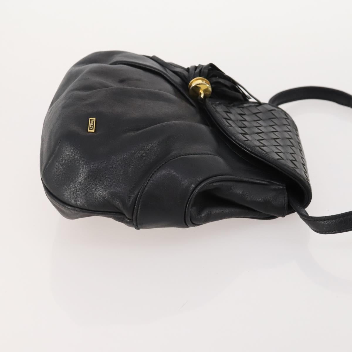 BALLY Chain Shoulder Bag Leather 2 Set Black Auth 178919
