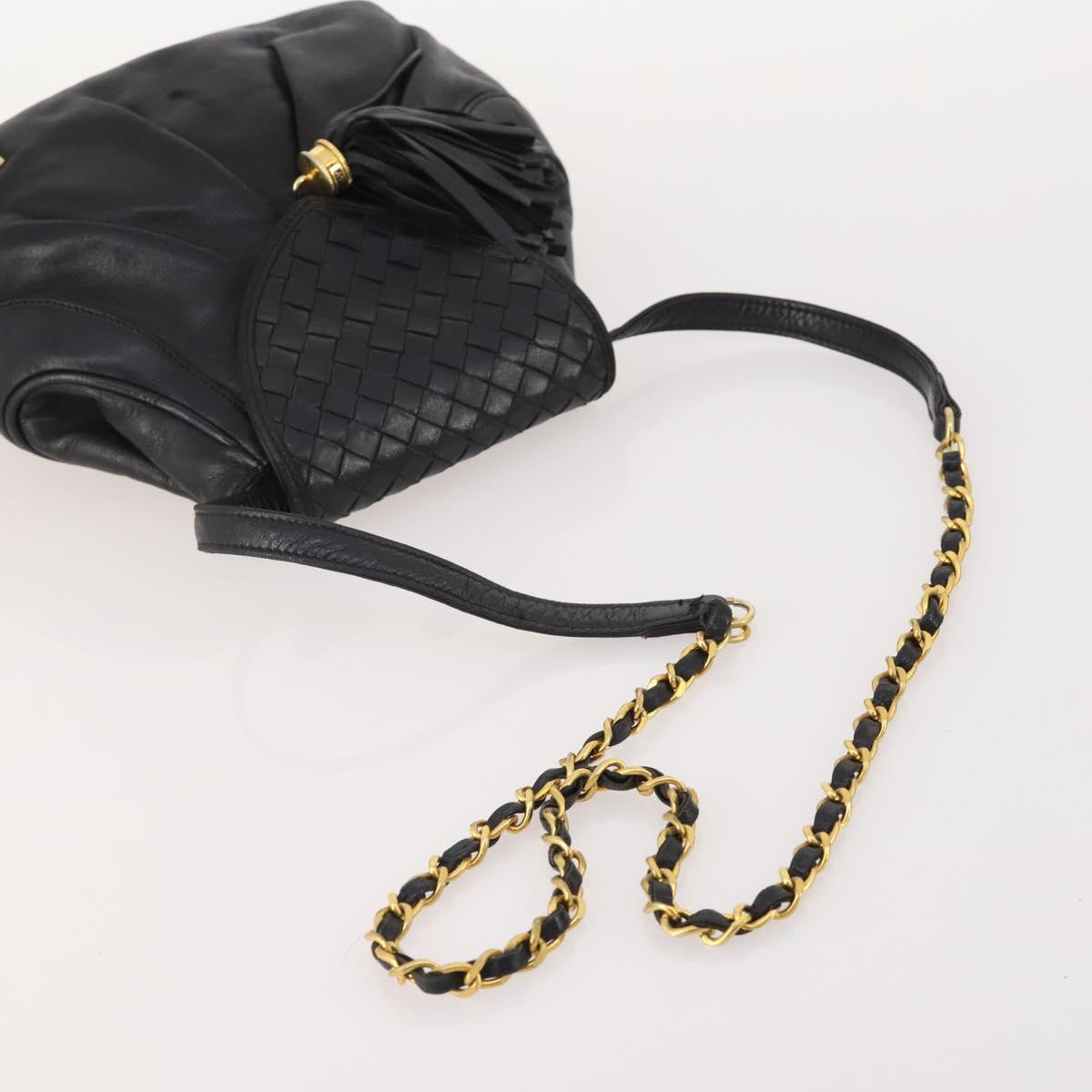 BALLY Chain Shoulder Bag Leather 2 Set Black Auth 178919