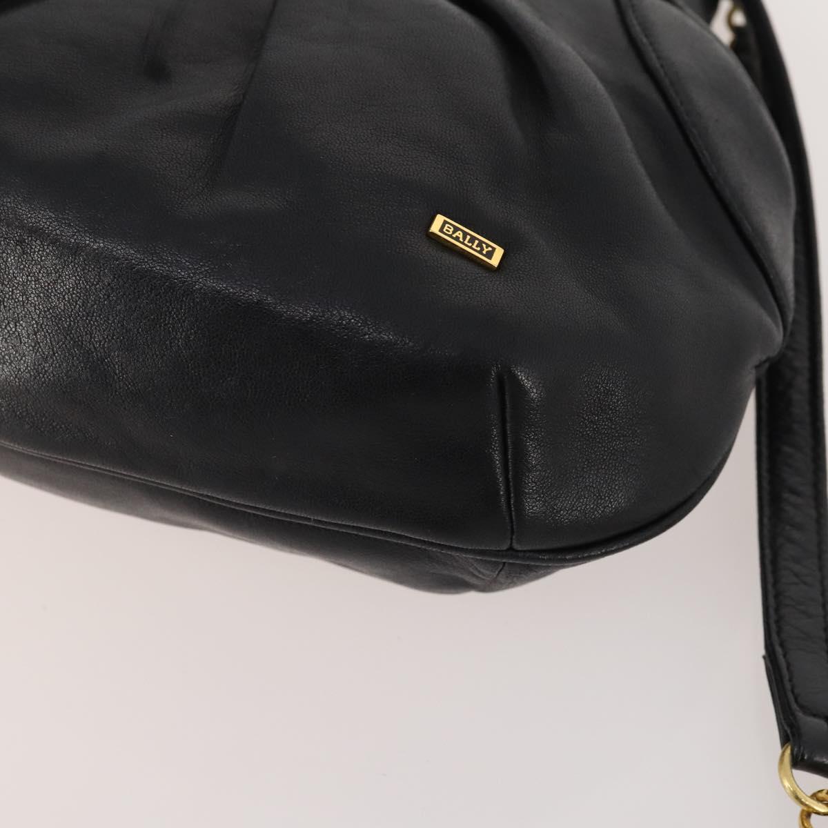 BALLY Chain Shoulder Bag Leather 2 Set Black Auth 178919