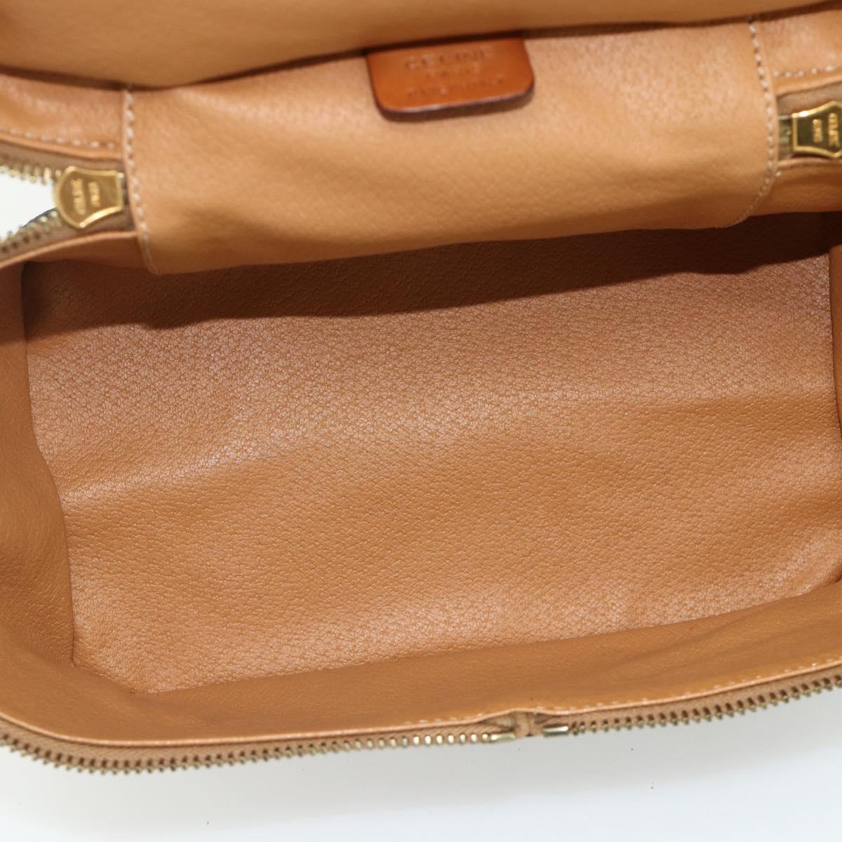 CELINE Macadam Canvas Vanity Hand Bag PVC Leather Brown Gold Auth 178930A