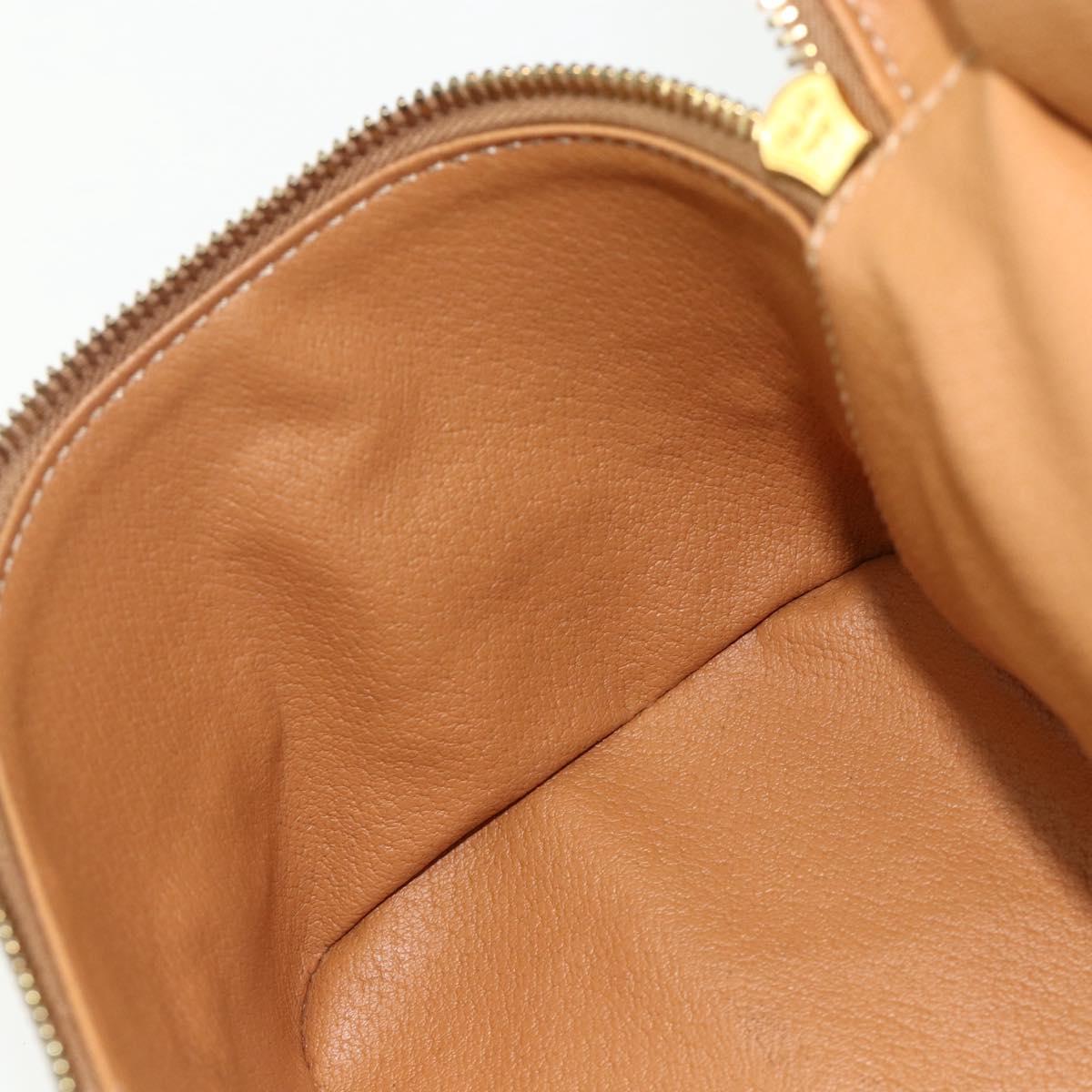 CELINE Macadam Canvas Vanity Hand Bag PVC Leather Brown Gold Auth 178930A