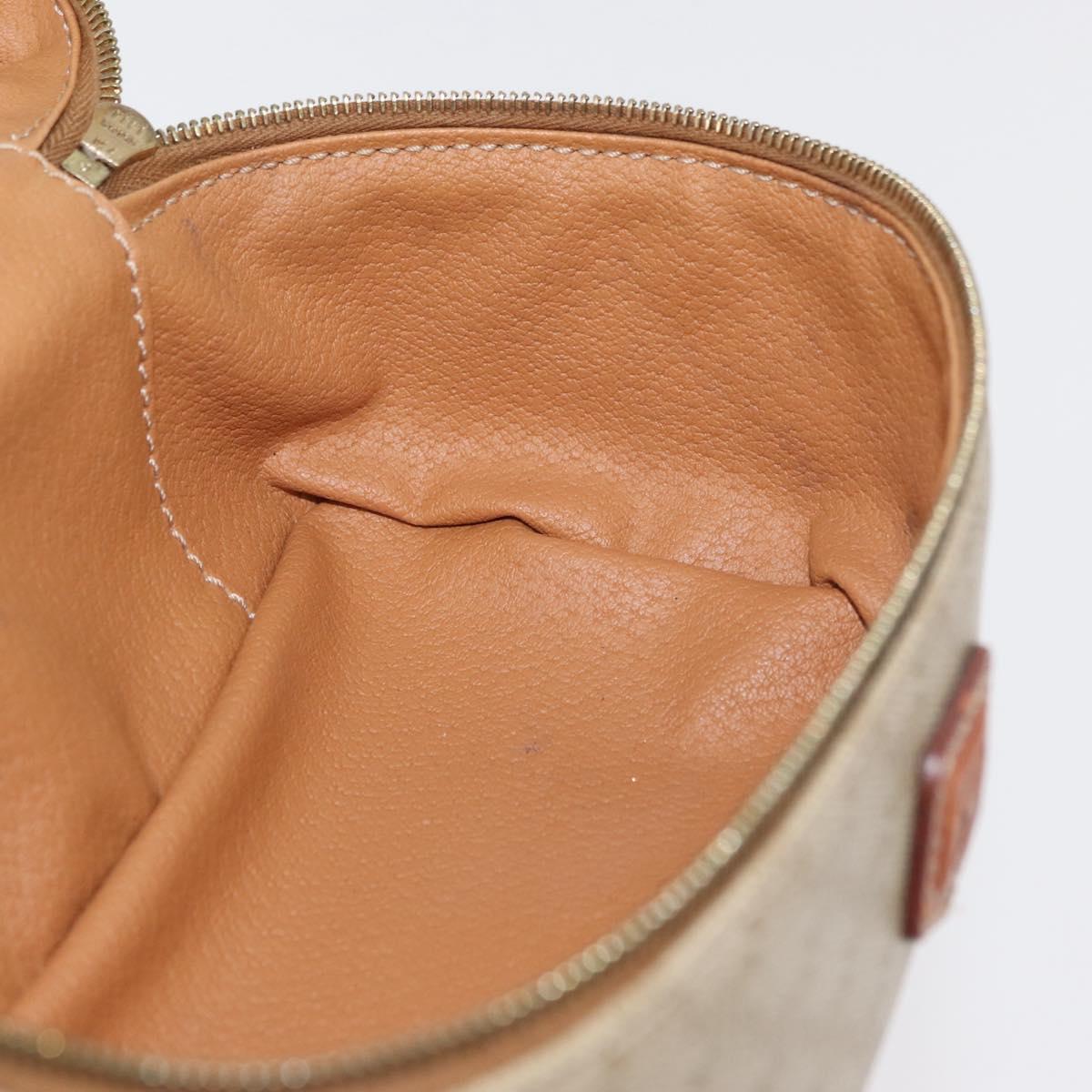 CELINE Macadam Canvas Vanity Hand Bag PVC Leather Beige Gold Auth 178932A