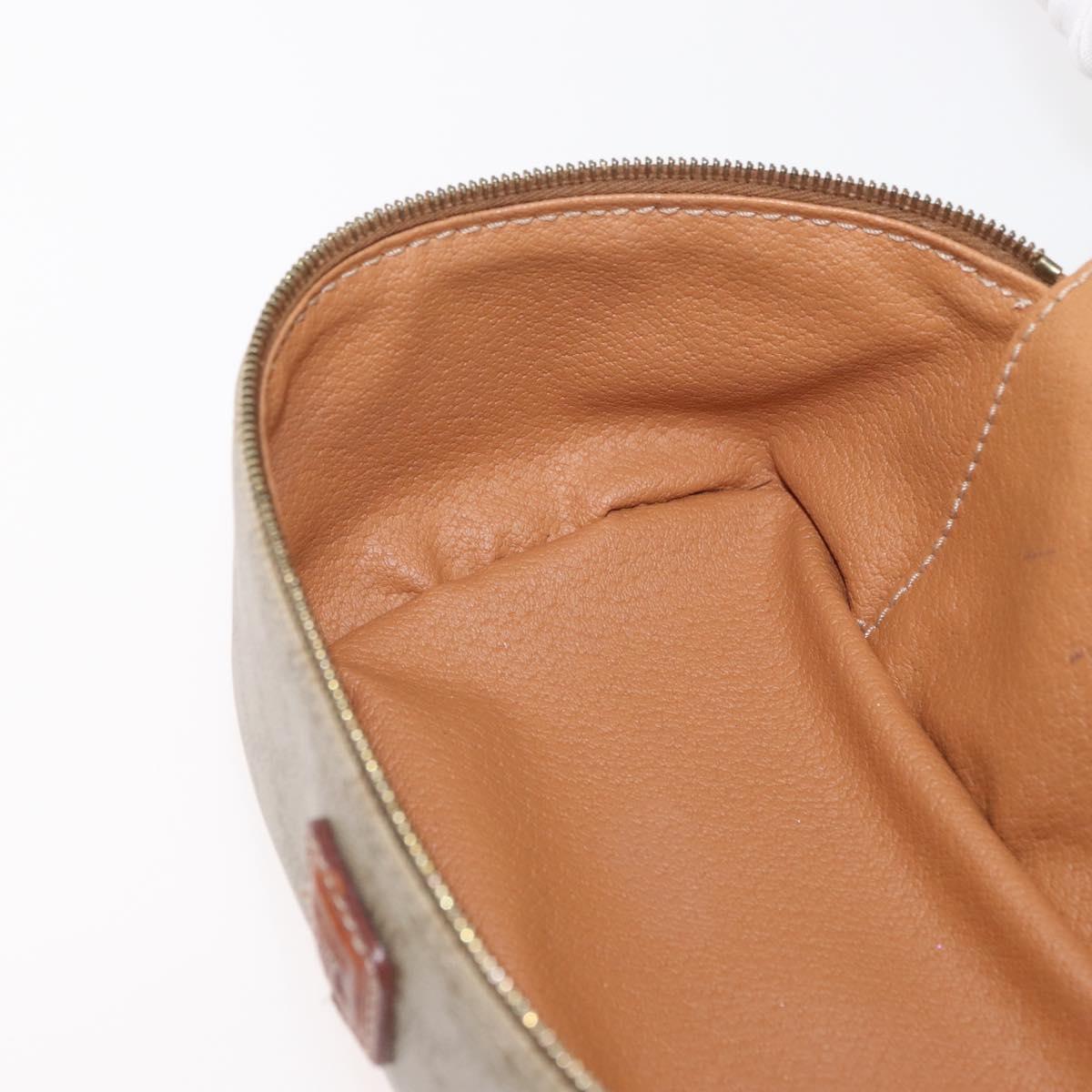 CELINE Macadam Canvas Vanity Hand Bag PVC Leather Beige Gold Auth 178932A
