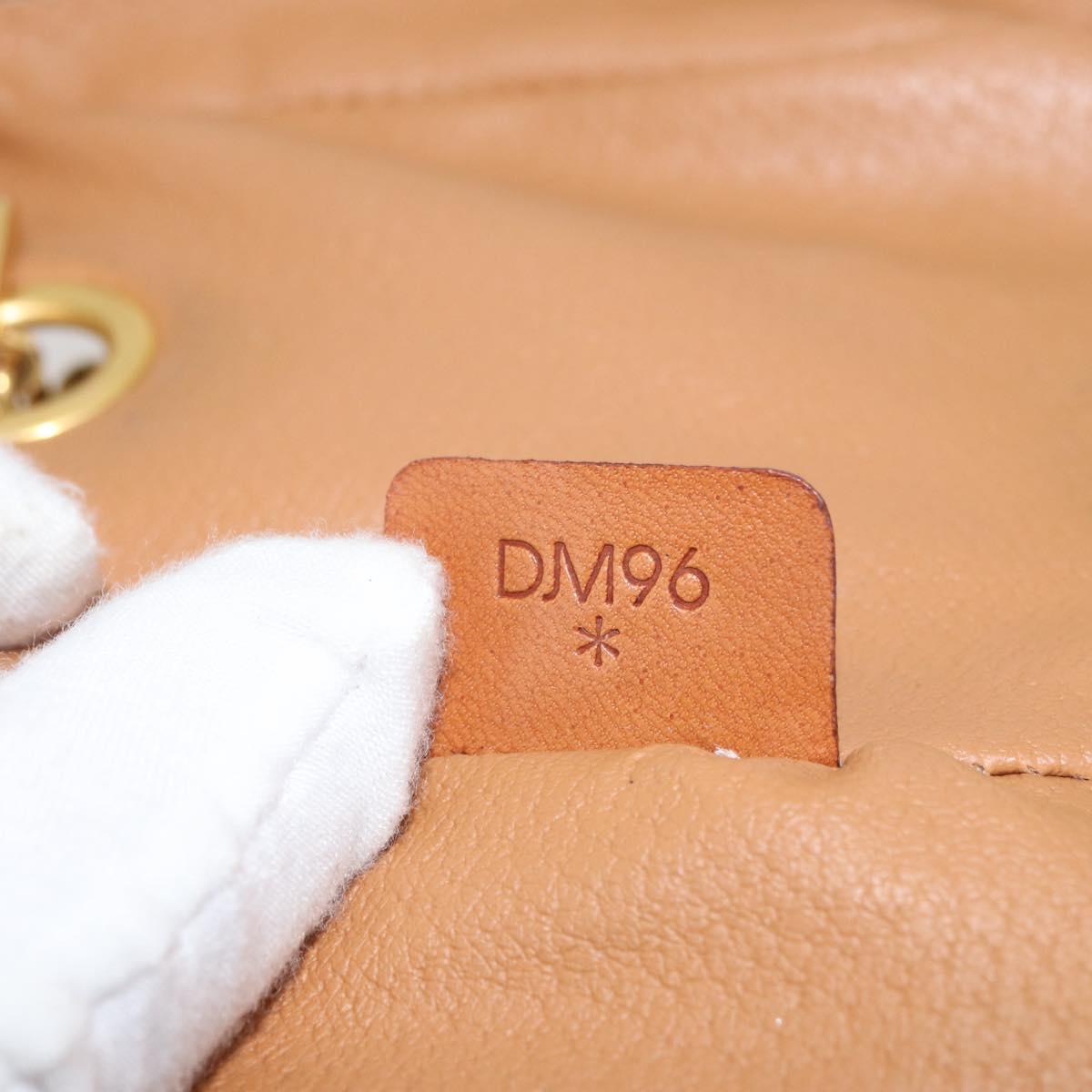 CELINE Macadam Canvas Vanity Hand Bag PVC Leather Beige Gold Auth 178932A