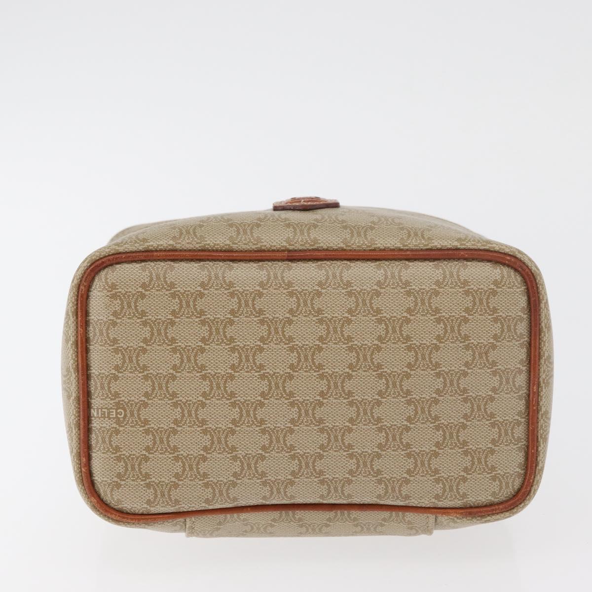 CELINE Macadam Canvas Vanity Hand Bag PVC Leather Beige Gold Auth 178932A