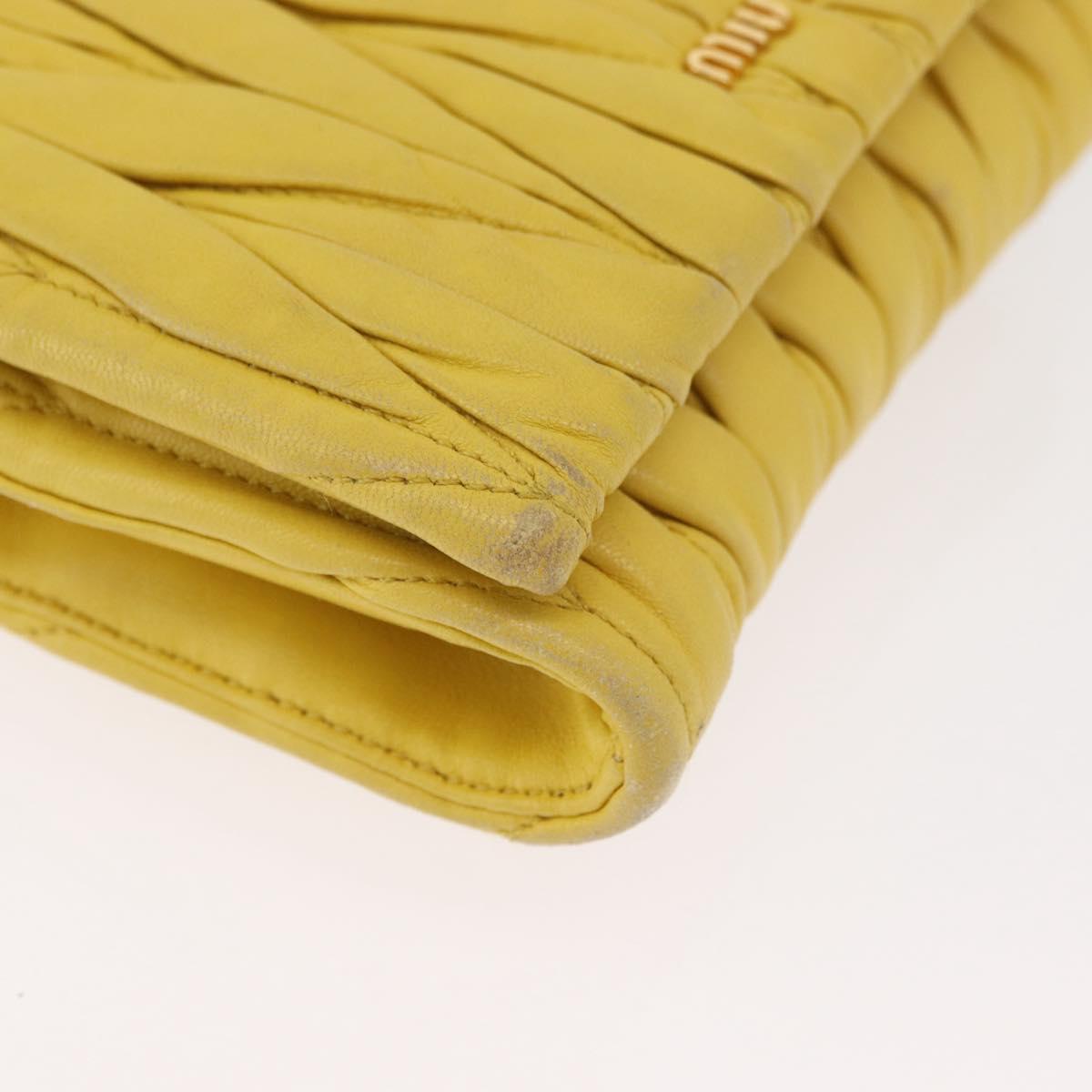 Miu Miu Matelasse Chain Shoulder Bag Leather Yellow Gold Auth 178934A