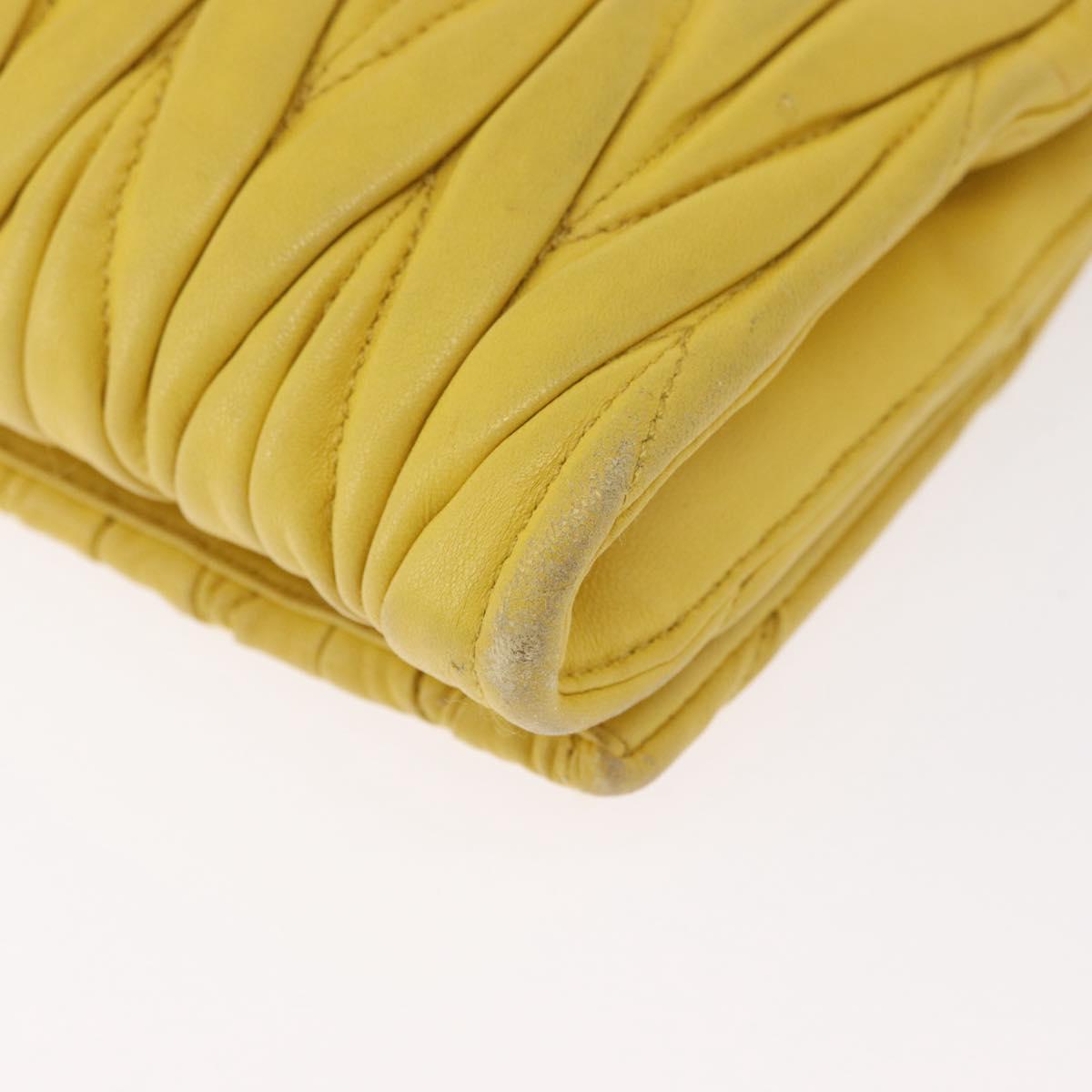 Miu Miu Matelasse Chain Shoulder Bag Leather Yellow Gold Auth 178934A