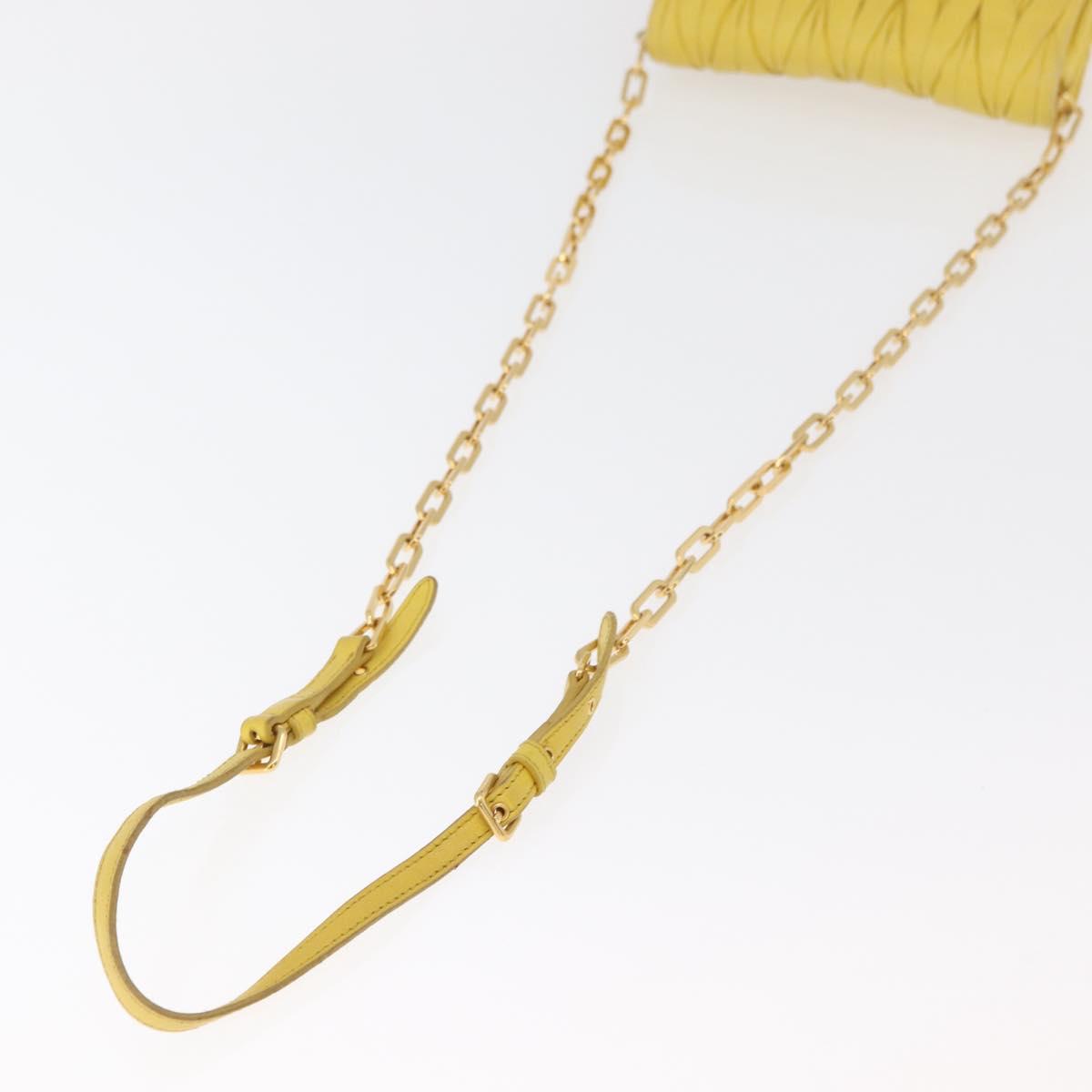 Miu Miu Matelasse Chain Shoulder Bag Leather Yellow Gold Auth 178934A