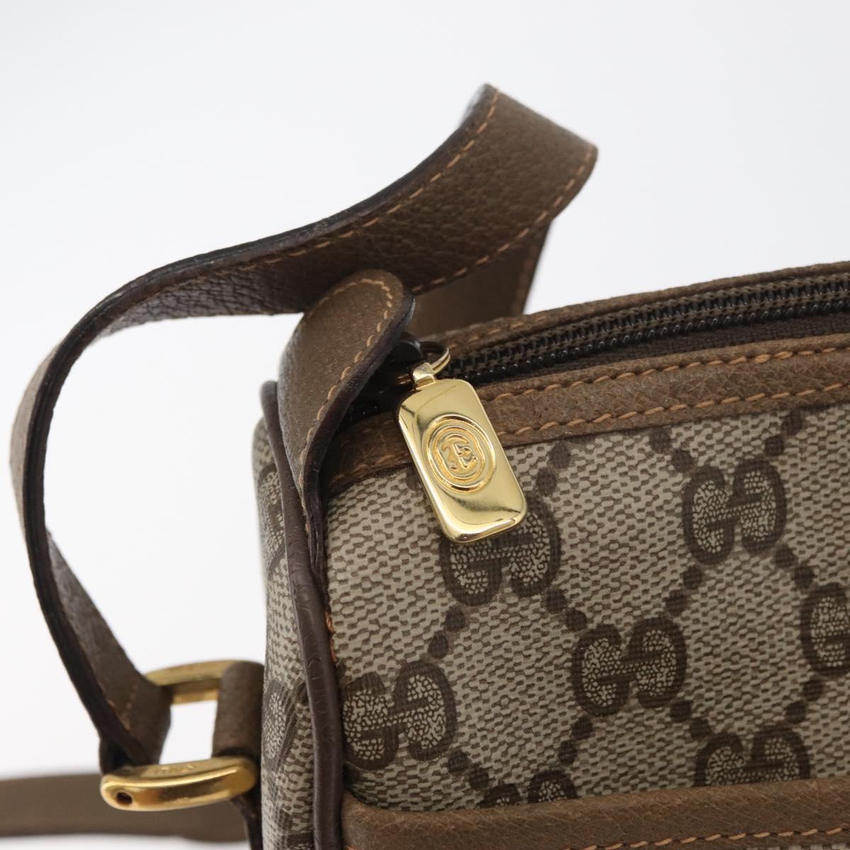GUCCI GG Supreme Web Sherry Line Bag PVC Beige Gold 89 02 077 Auth 178937