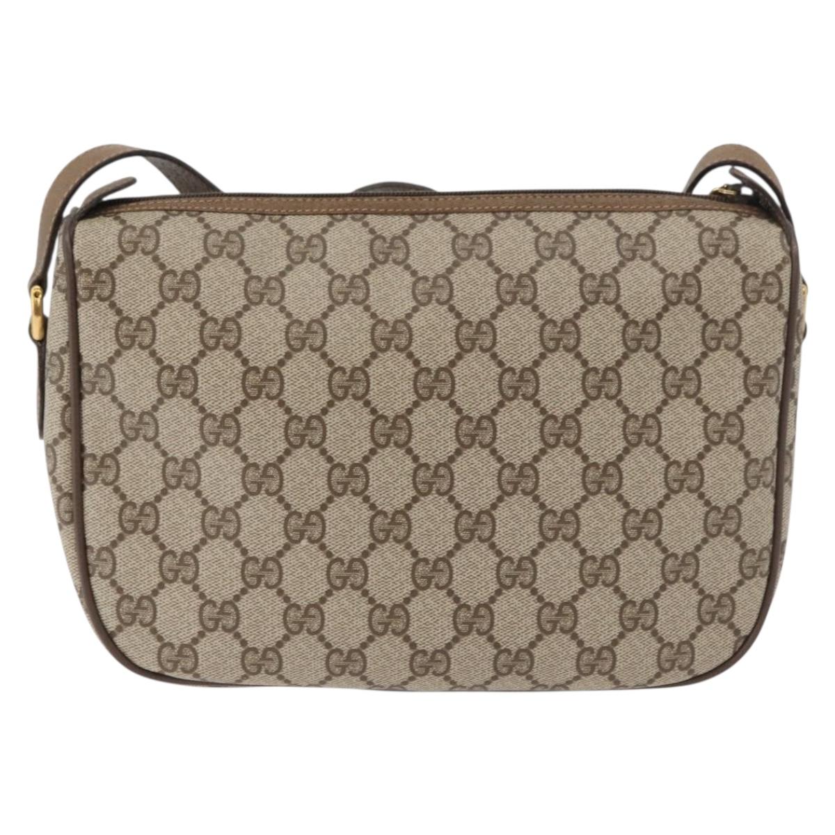 GUCCI GG Supreme Web Sherry Line Bag PVC Beige Gold 89 02 077 Auth 178937
