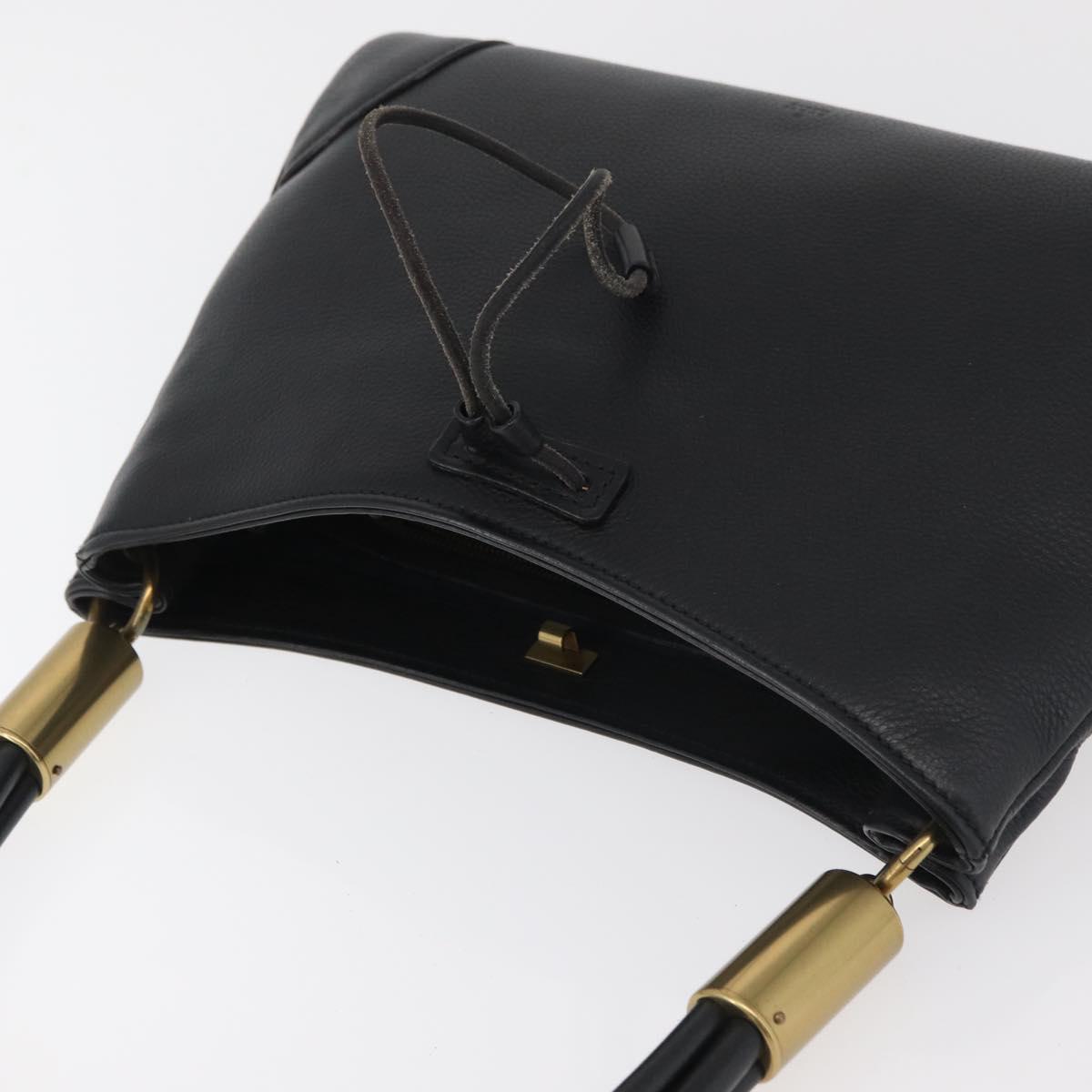 GUCCI Shoulder Bag Leather Black Gold 108964 Auth 178939V