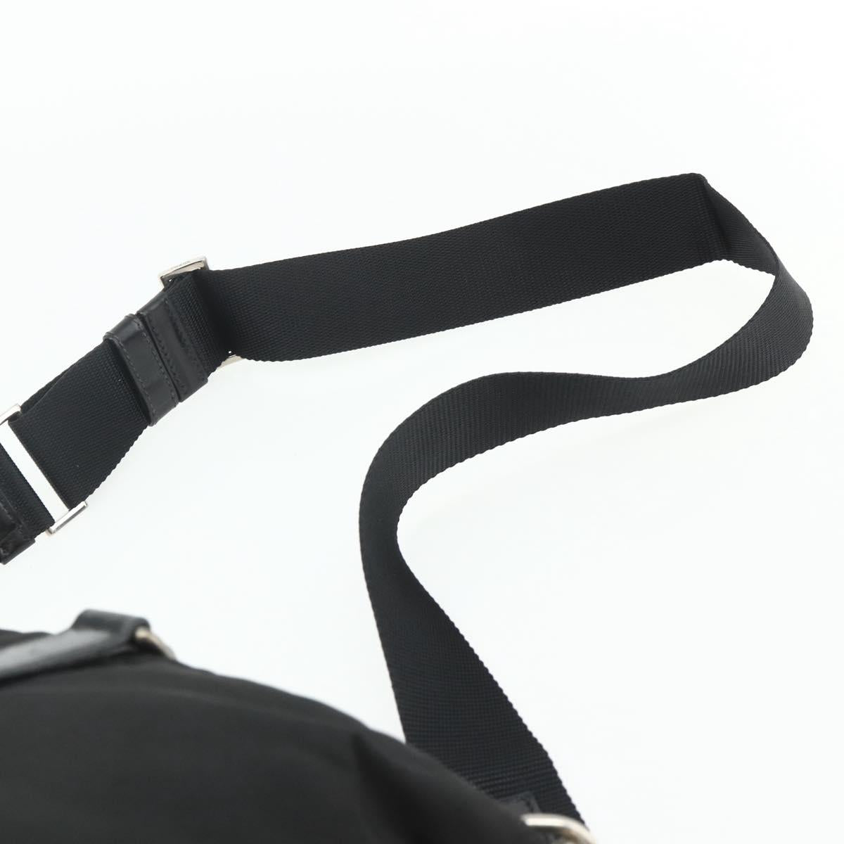 PRADA Hand Bag Nylon 2way Black Silver Auth 178940