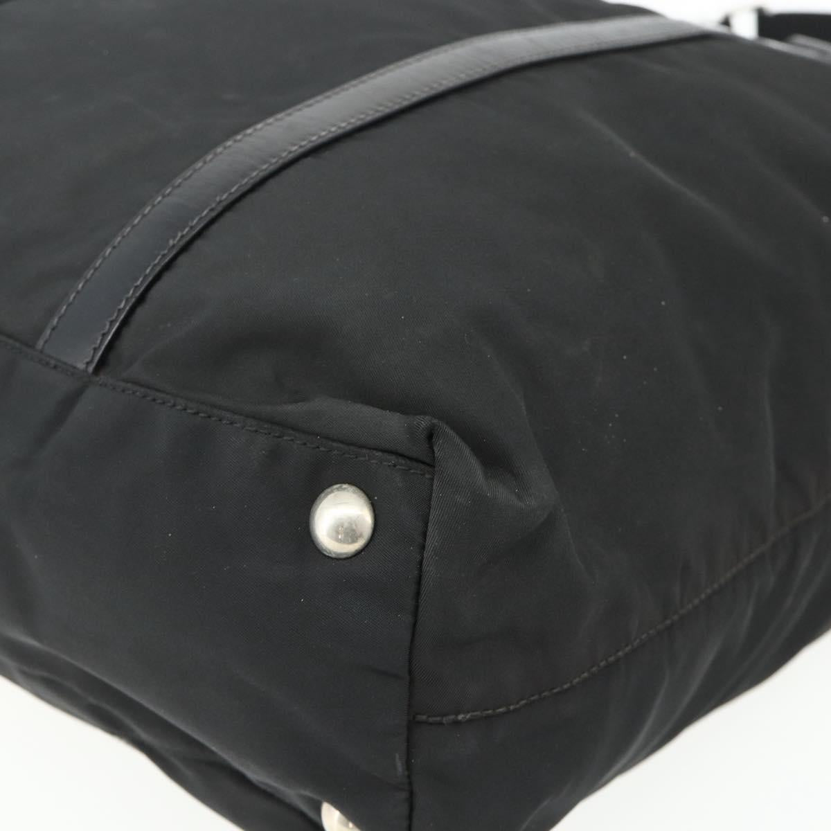 PRADA Hand Bag Nylon 2way Black Silver Auth 178940