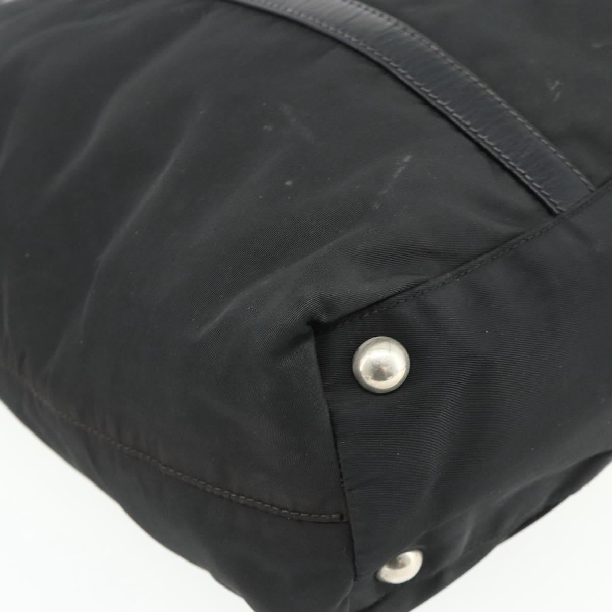PRADA Hand Bag Nylon 2way Black Silver Auth 178940