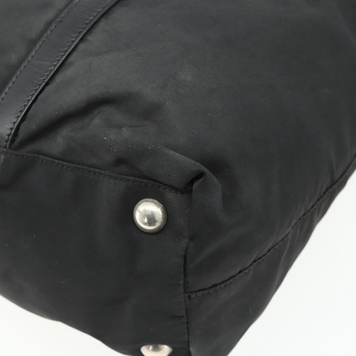 PRADA Hand Bag Nylon 2way Black Silver Auth 178940