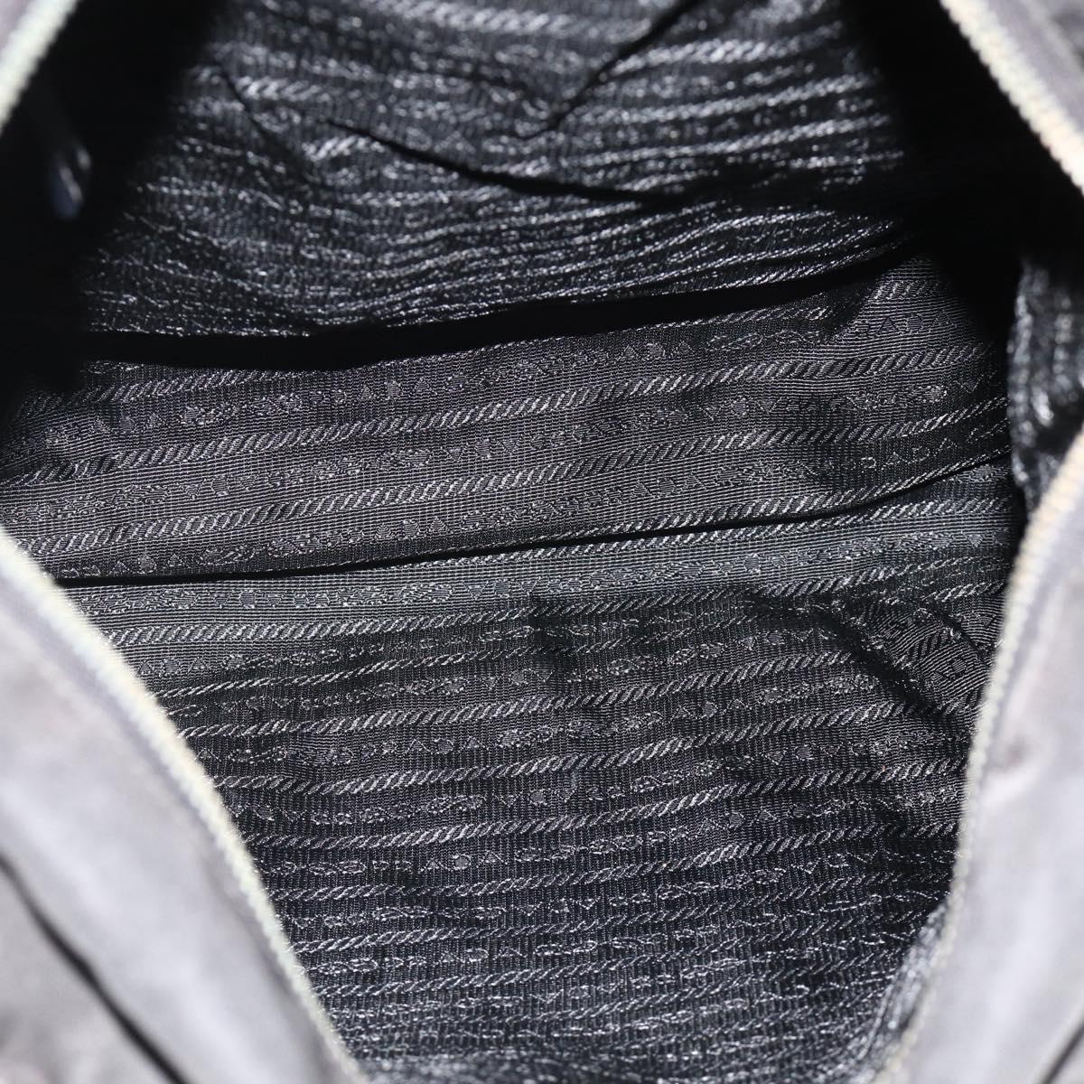 PRADA Hand Bag Nylon 2way Black Silver Auth 178940
