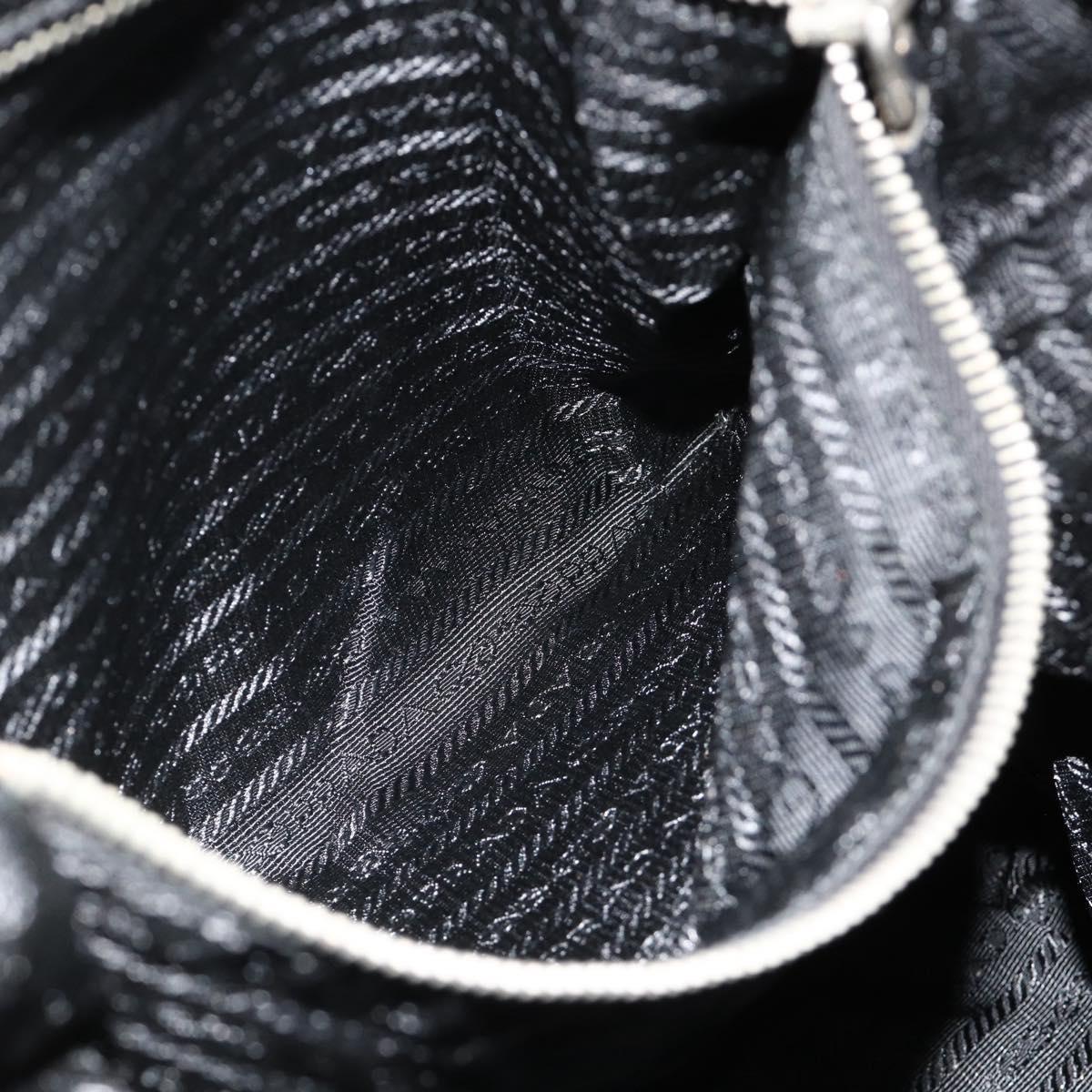 PRADA Hand Bag Nylon 2way Black Silver Auth 178940