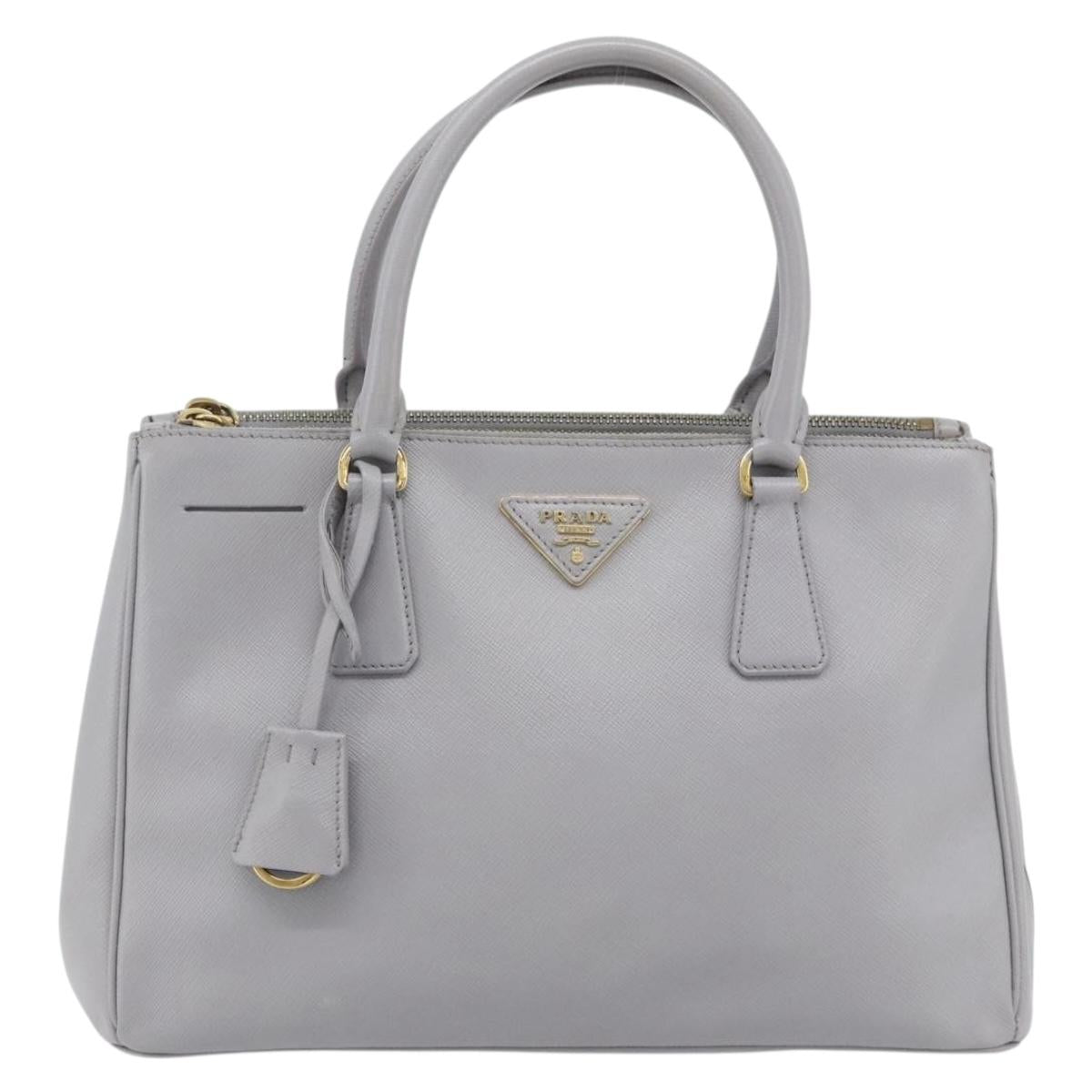 PRADA Galleria Hand Bag Safiano leather Gold Purple gray Auth 178941A