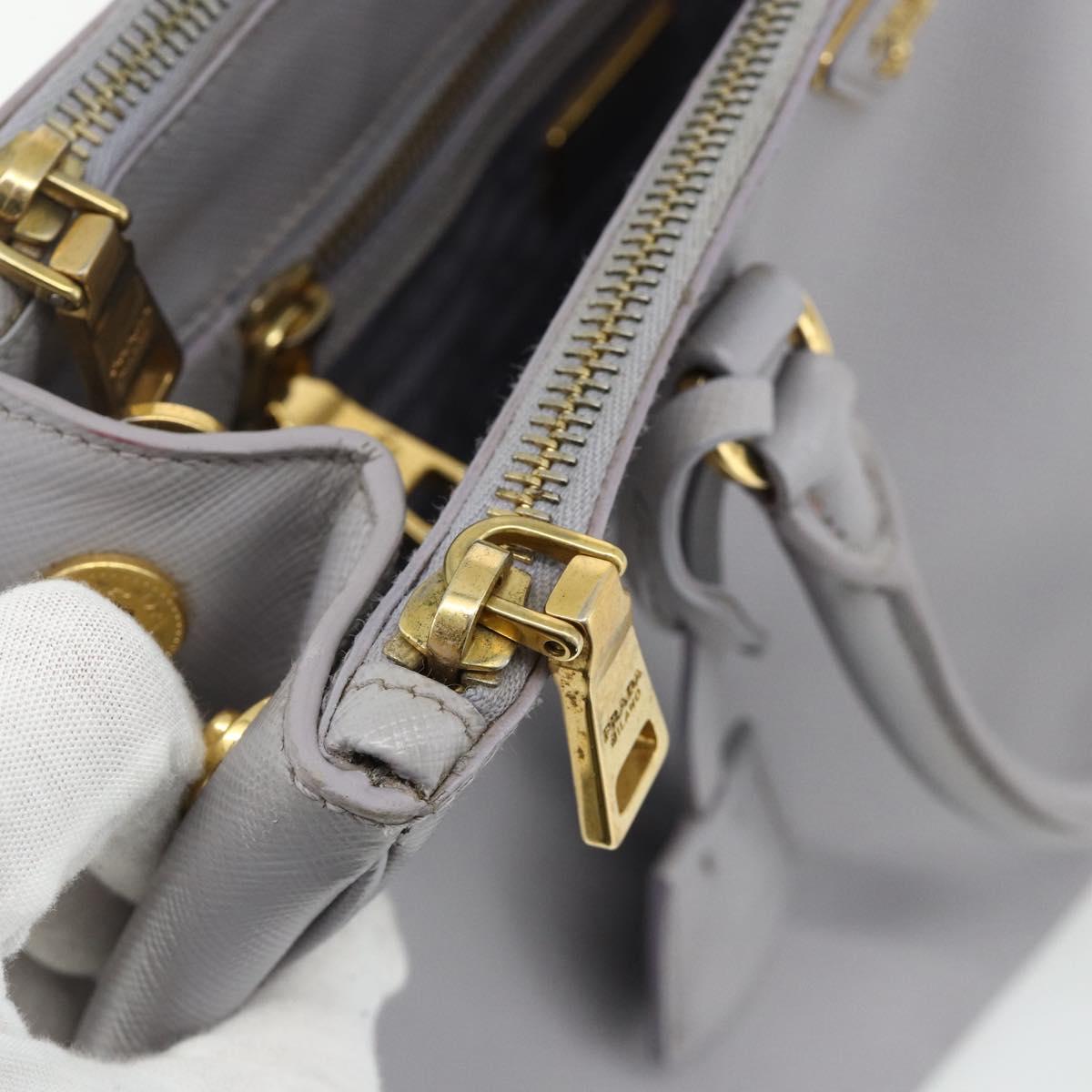 PRADA Galleria Hand Bag Safiano leather Gold Purple gray Auth 178941A