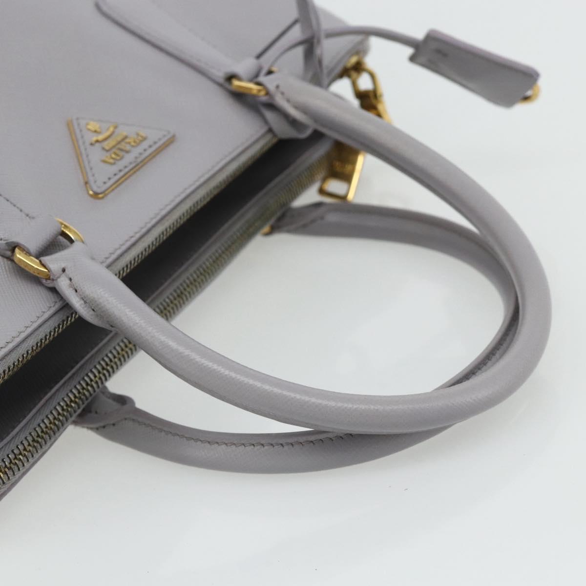 PRADA Galleria Hand Bag Safiano leather Gold Purple gray Auth 178941A
