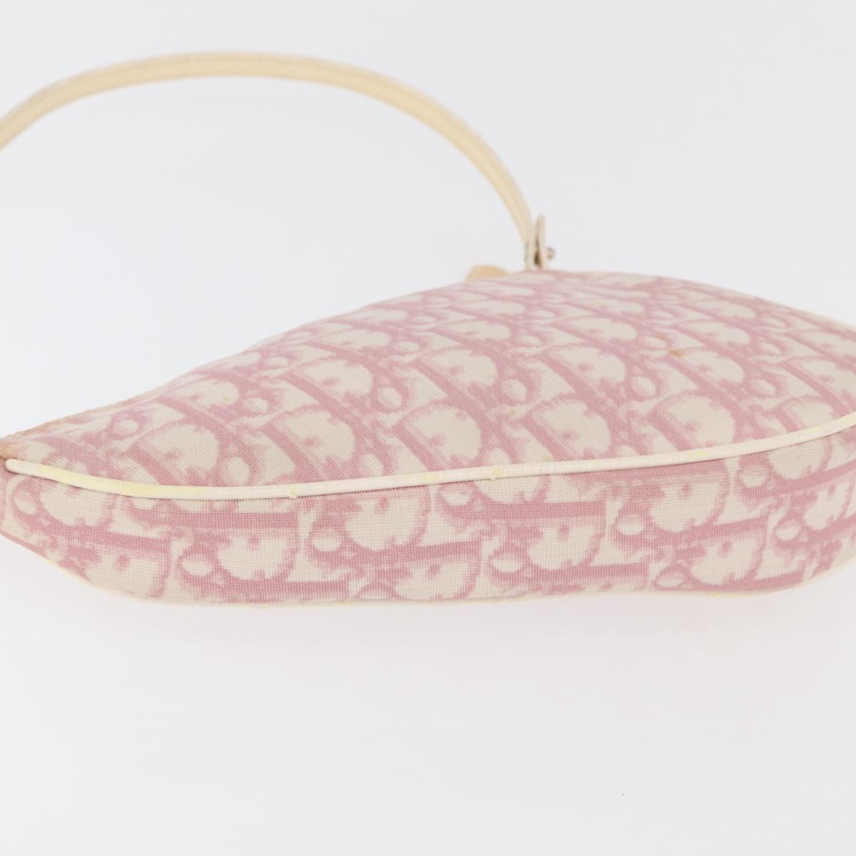 Christian Dior Trotter Canvas Saddle Pouch PVC Pink Silver Auth 178955