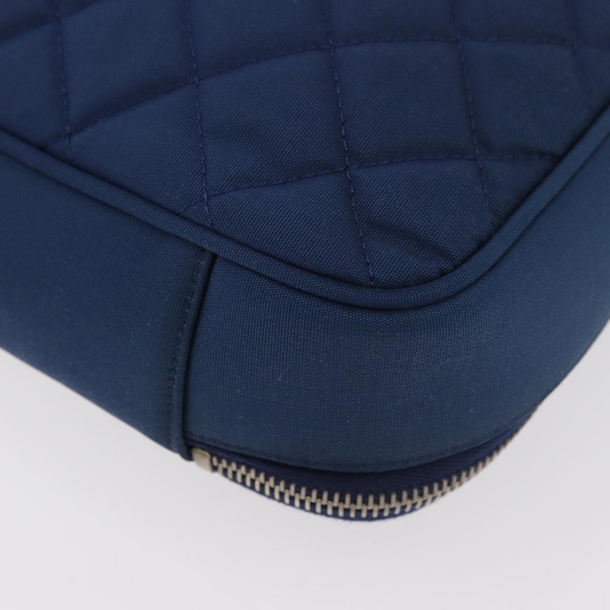 CHANEL Matelasse Christmas 2012 PC Case Nylon Blue Silver CC Auth 178958A