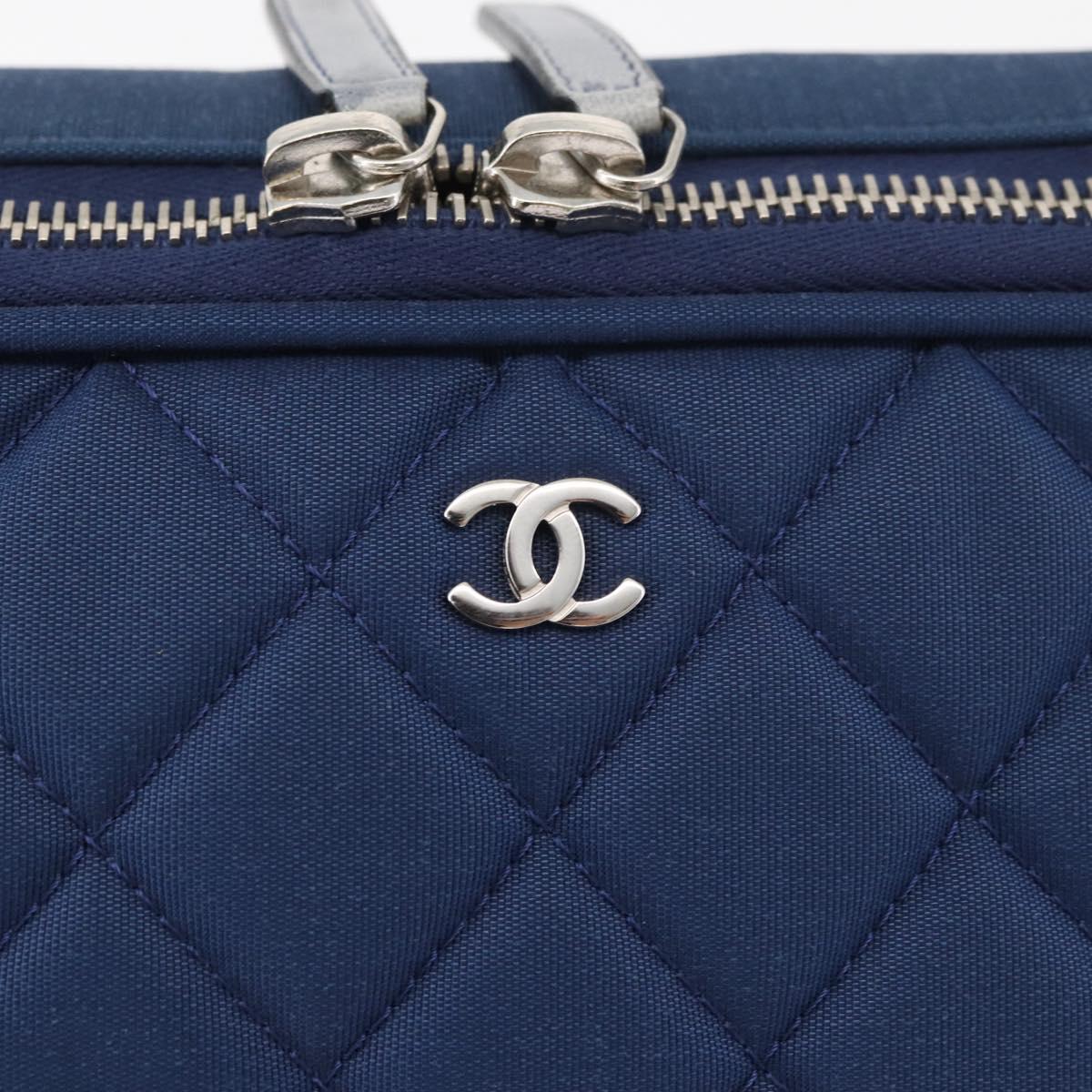 CHANEL Matelasse Christmas 2012 PC Case Nylon Blue Silver CC Auth 178958A