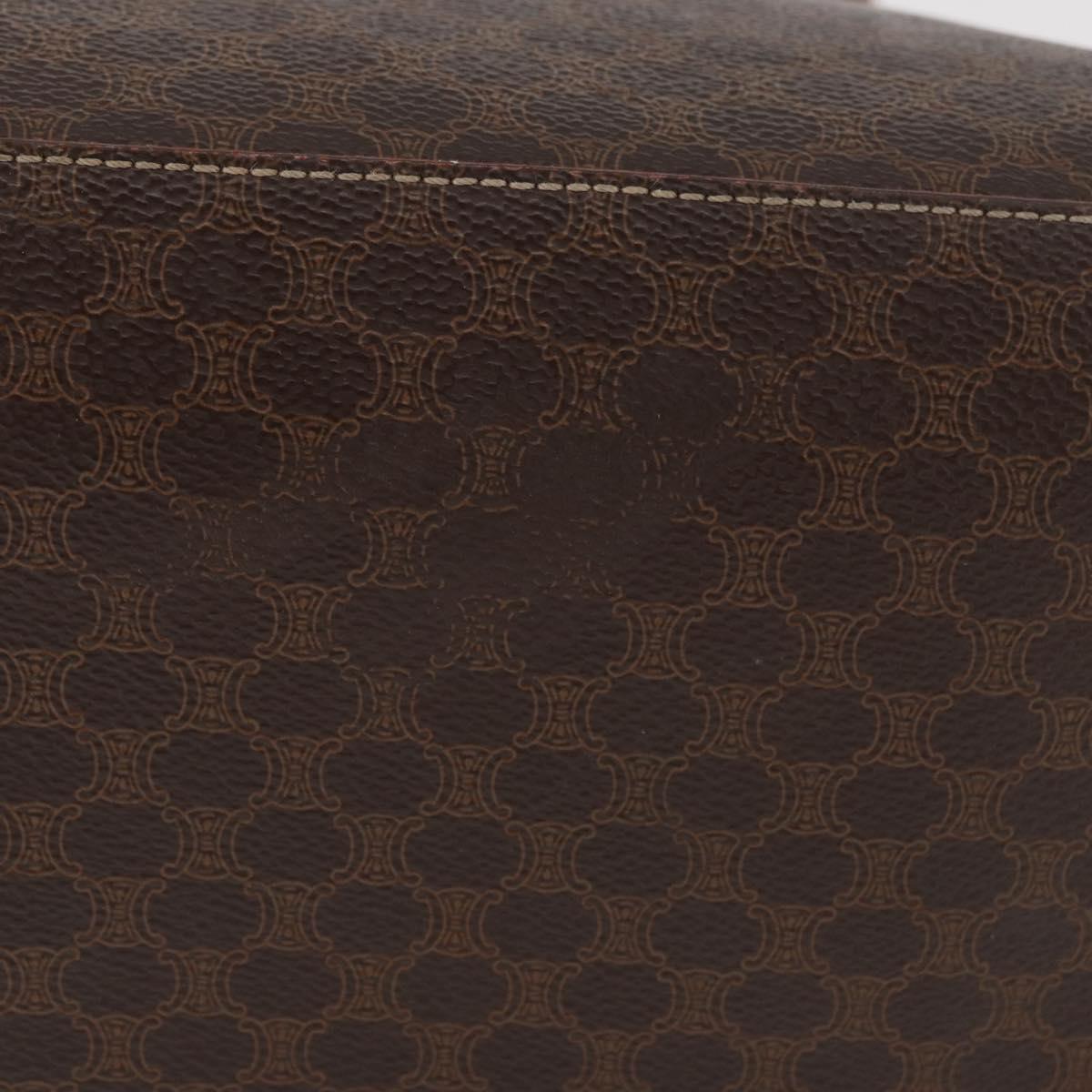 CELINE Macadam Canvas Hand Bag PVC Leather Brown Gold Auth 178960