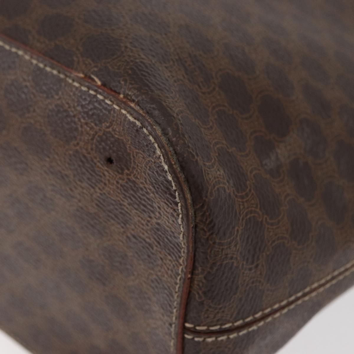 CELINE Macadam Canvas Hand Bag PVC Leather Brown Gold Auth 178960