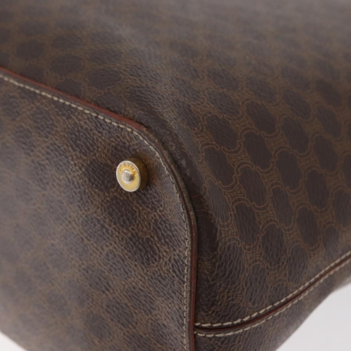 CELINE Macadam Canvas Hand Bag PVC Leather Brown Gold Auth 178960