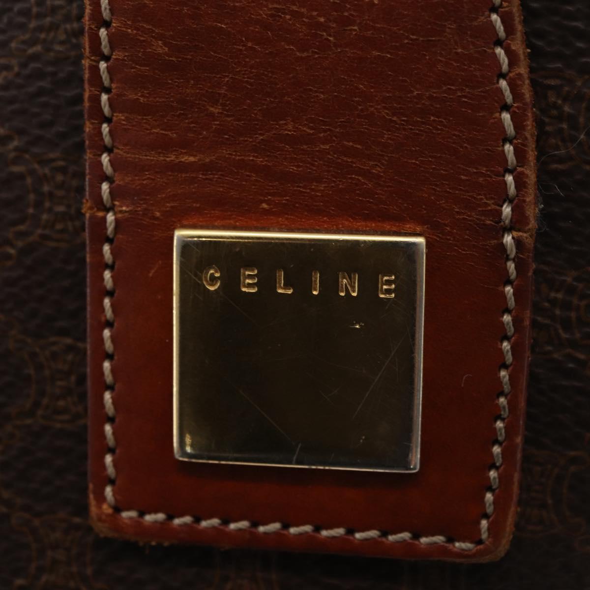 CELINE Macadam Canvas Hand Bag PVC Leather Brown Gold Auth 178960