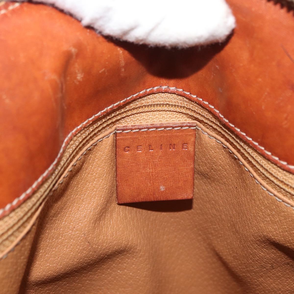 CELINE Macadam Canvas Hand Bag PVC Leather Brown Gold Auth 178960